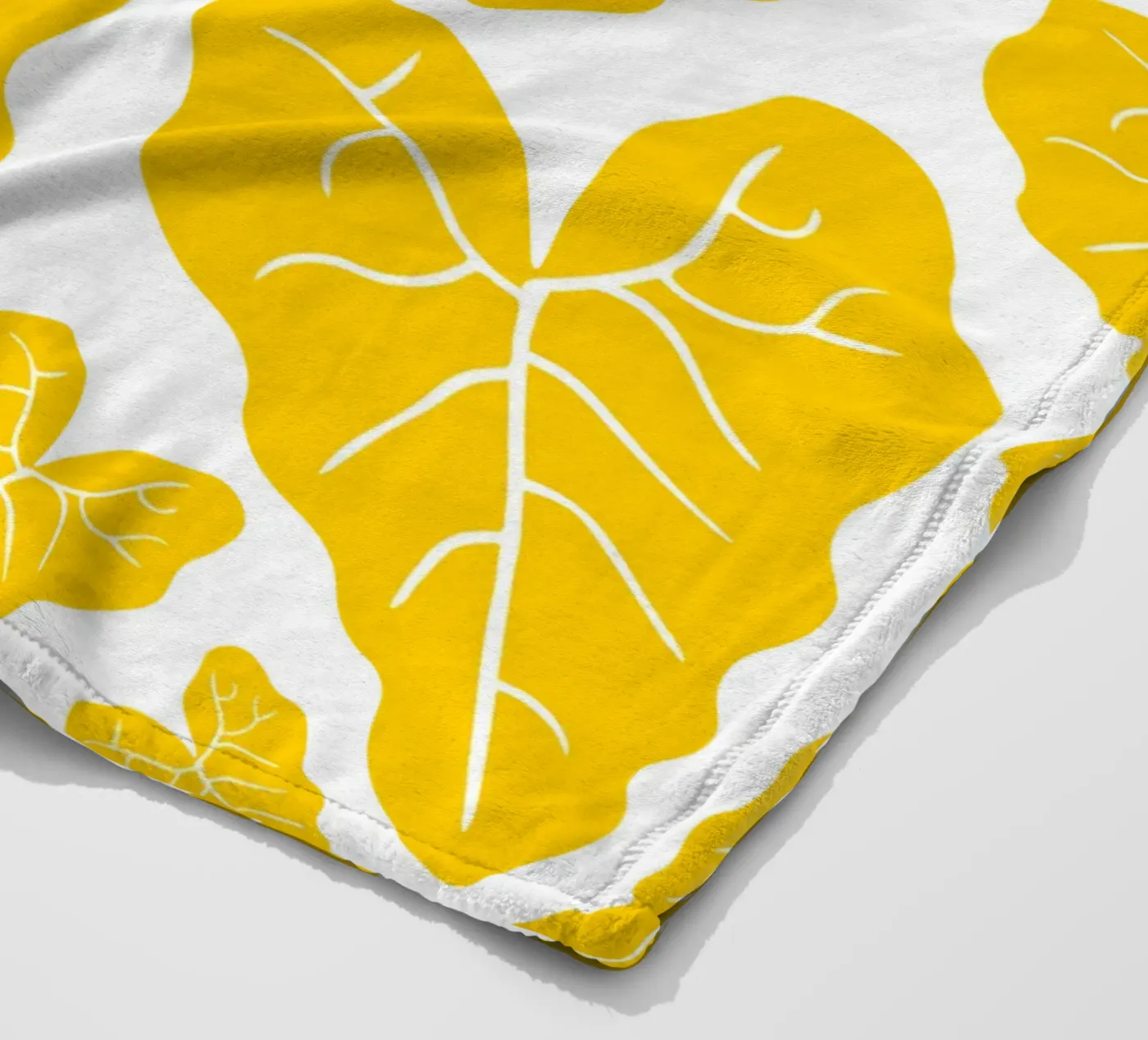 Yellow leaves pattern fleece blanket by baobabprintstore