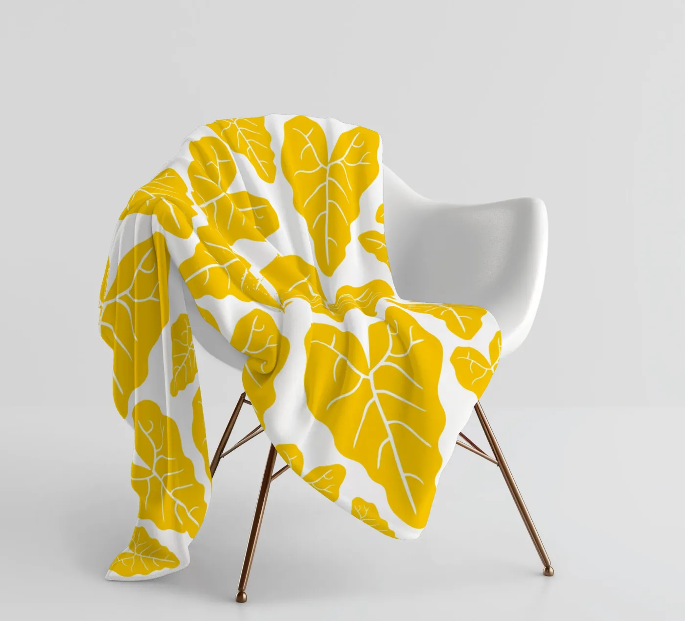 Yellow leaves pattern fleece blanket by baobabprintstore