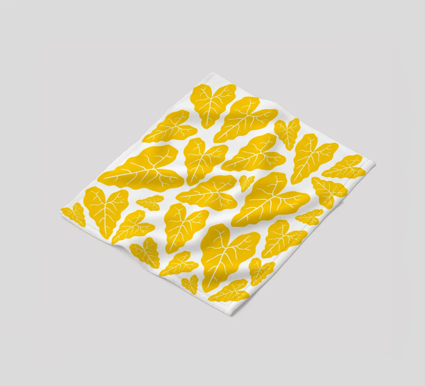 Yellow leaves pattern fleece blanket by baobabprintstore
