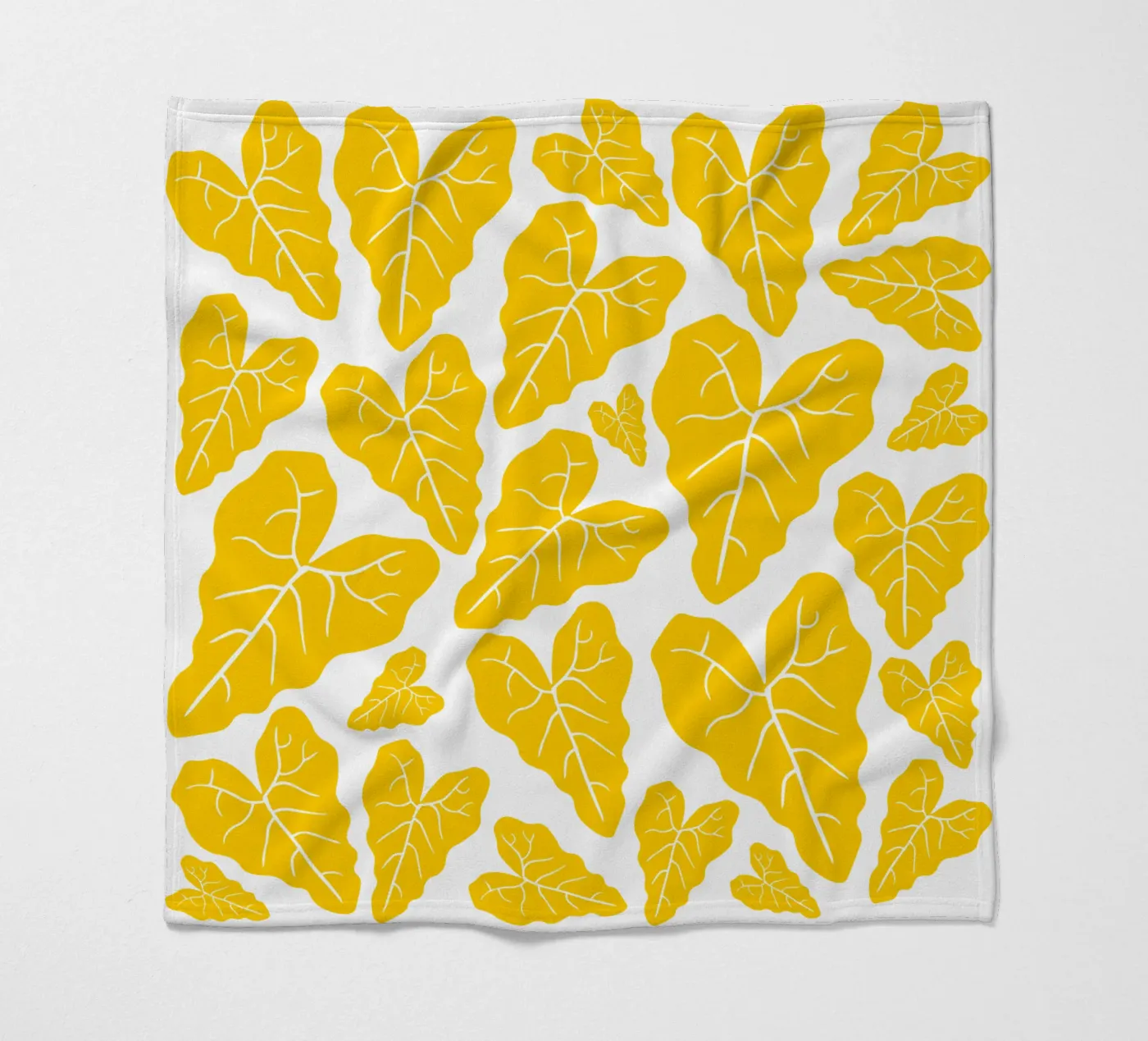 Yellow leaves pattern fleece blanket by baobabprintstore