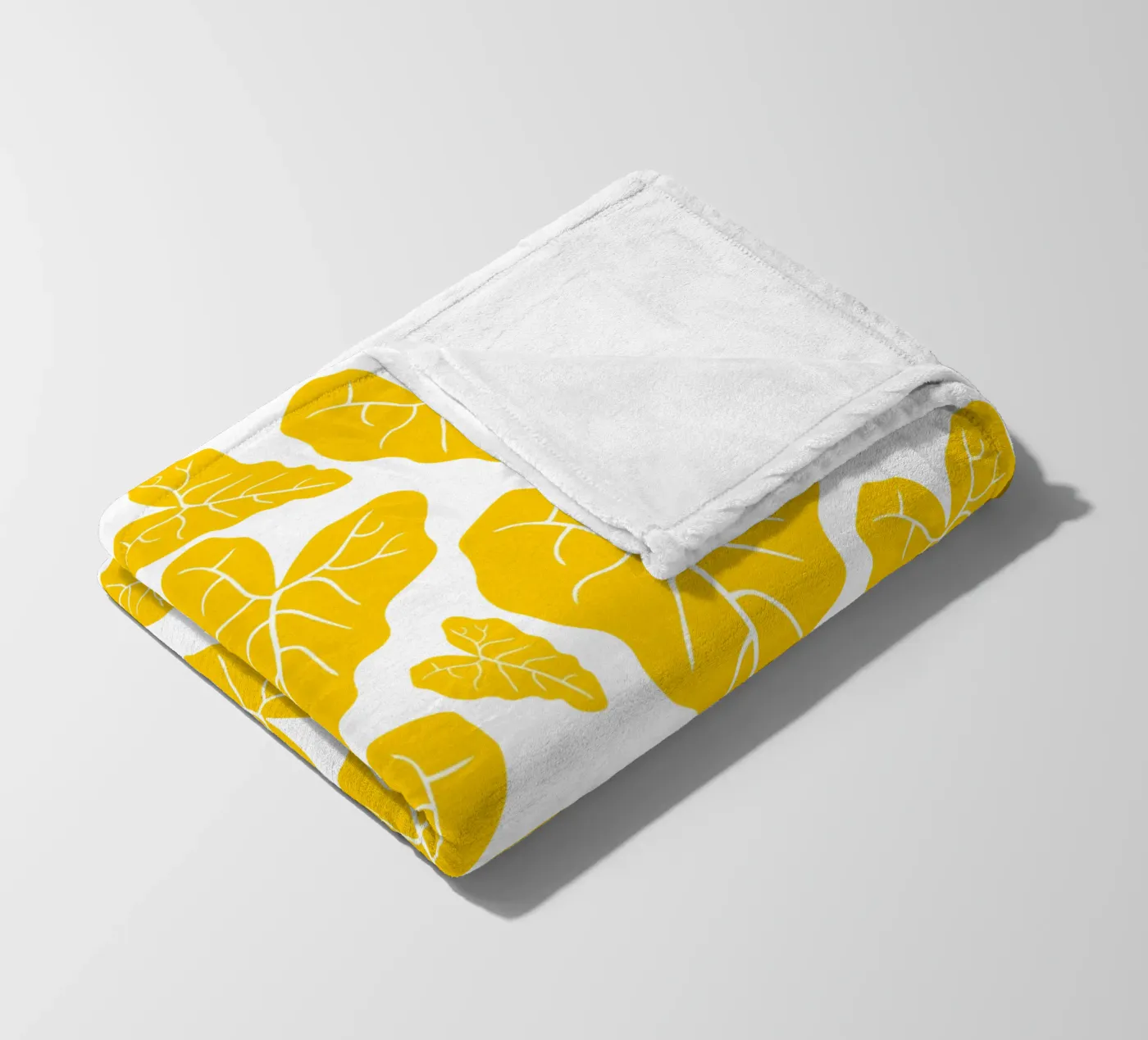 Yellow leaves pattern fleece blanket by baobabprintstore