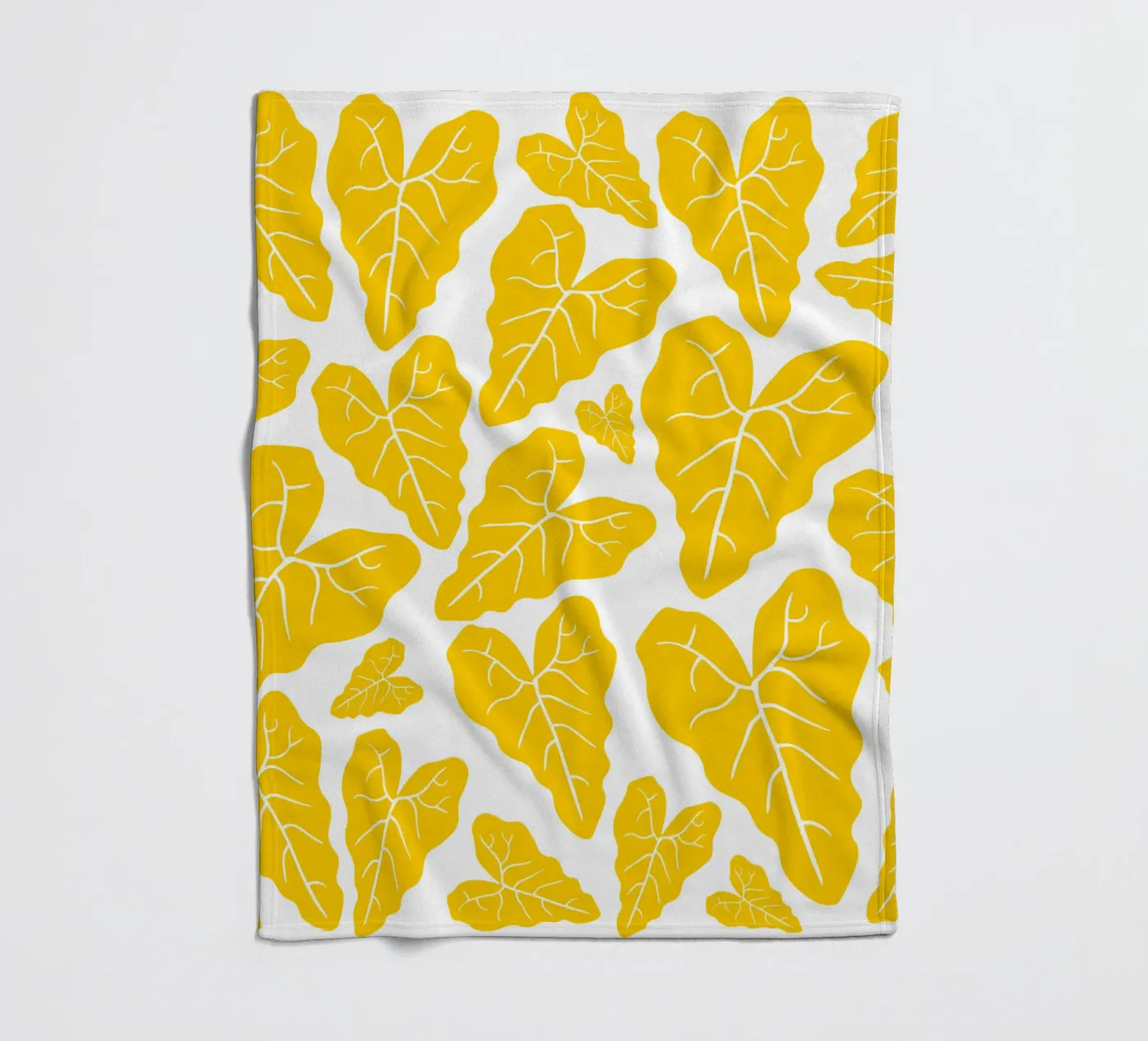 Yellow leaves pattern fleece blanket by baobabprintstore