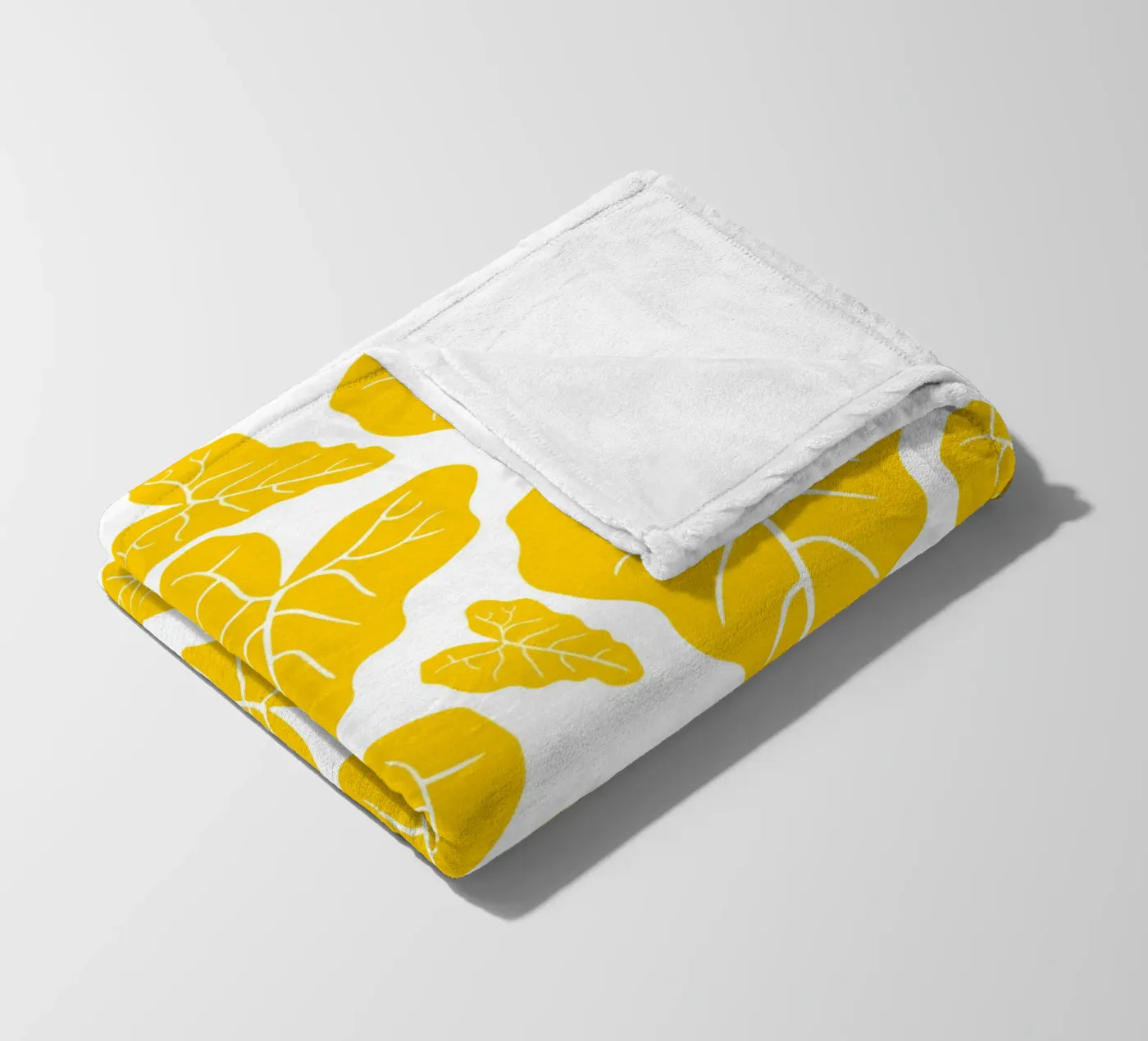 Yellow leaves pattern fleece blanket by baobabprintstore