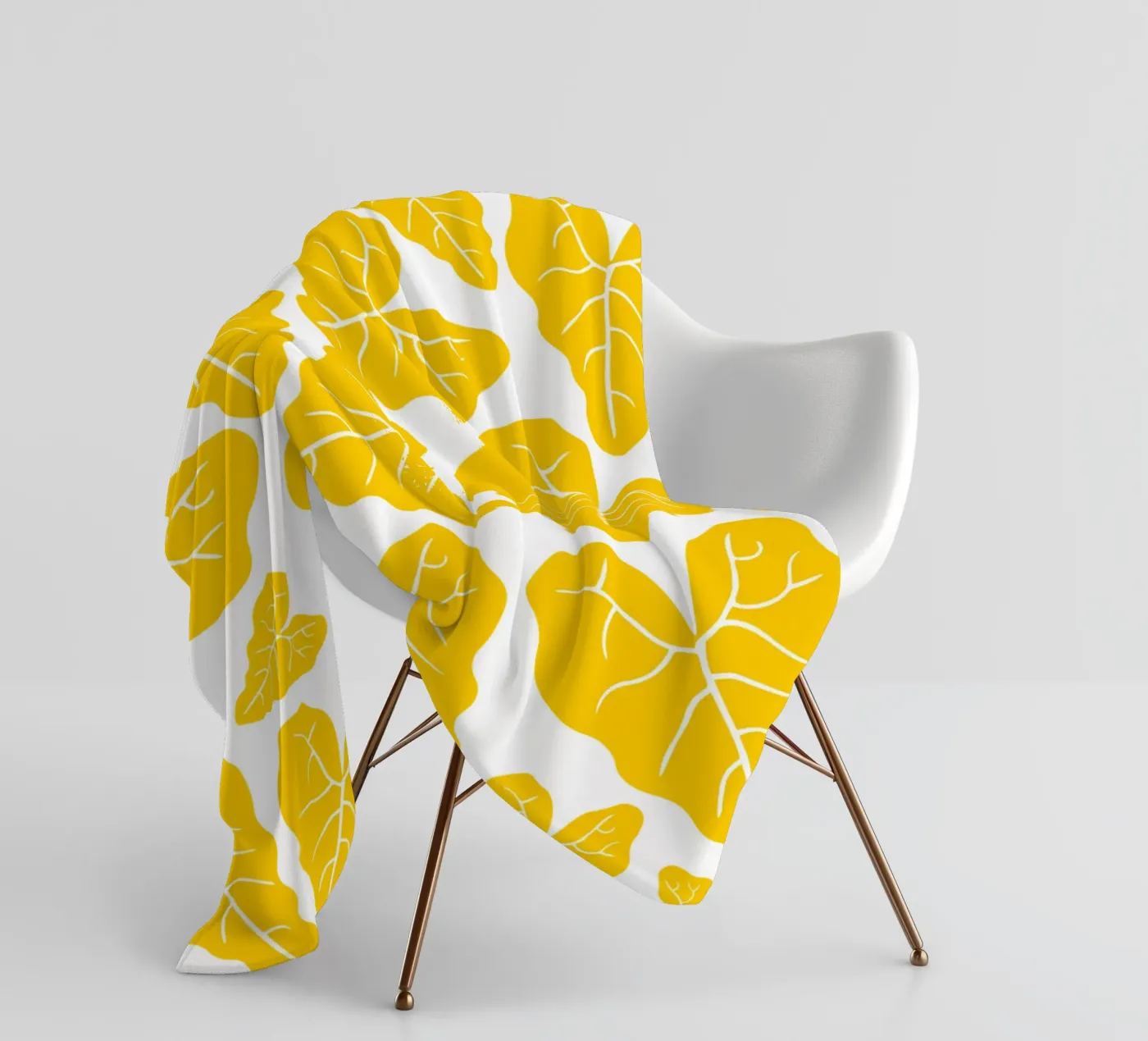 Yellow leaves pattern fleece blanket by baobabprintstore