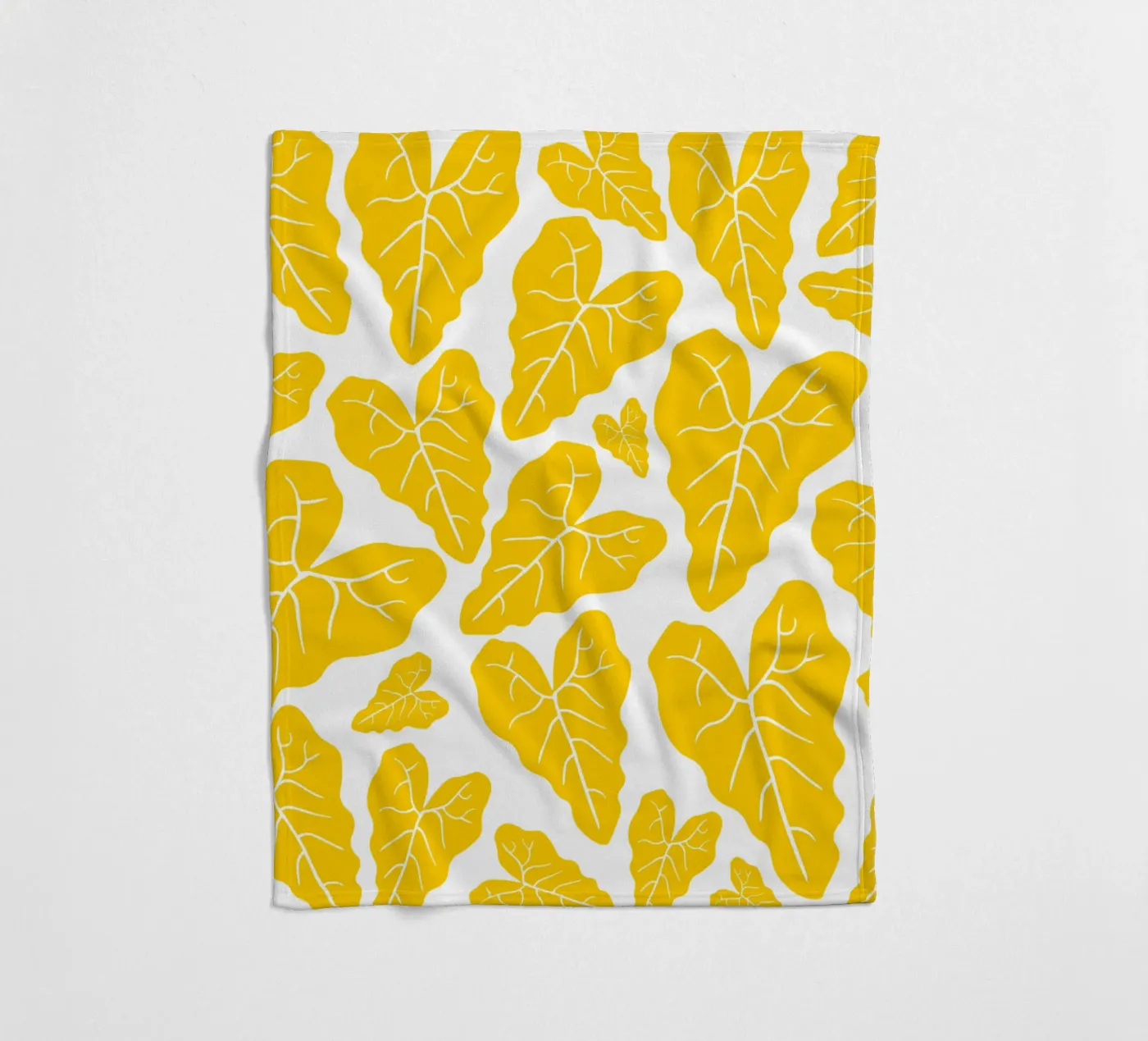 Yellow leaves pattern fleece blanket by baobabprintstore