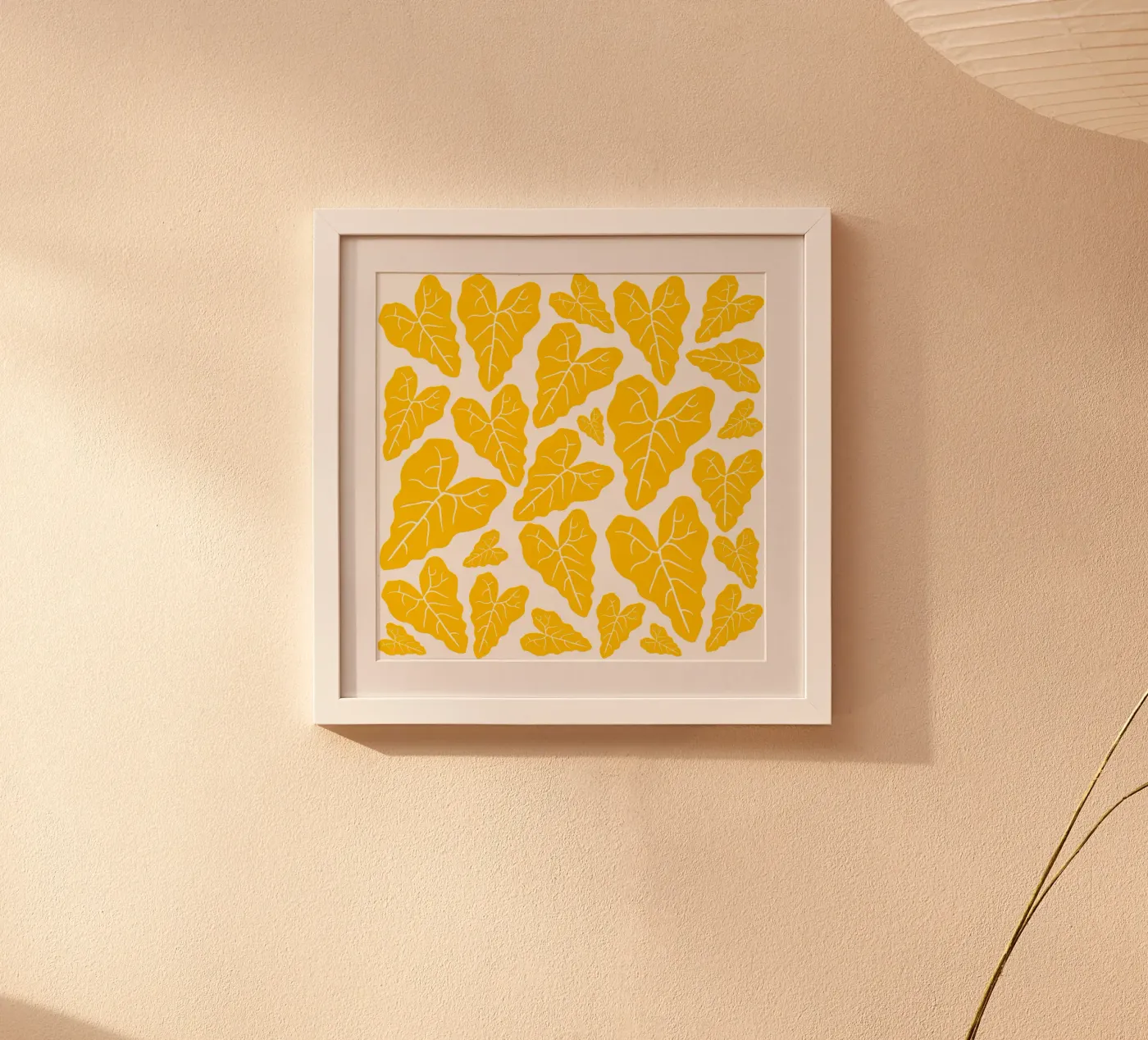 Yellow leaves pattern poster by baobabprintstore
