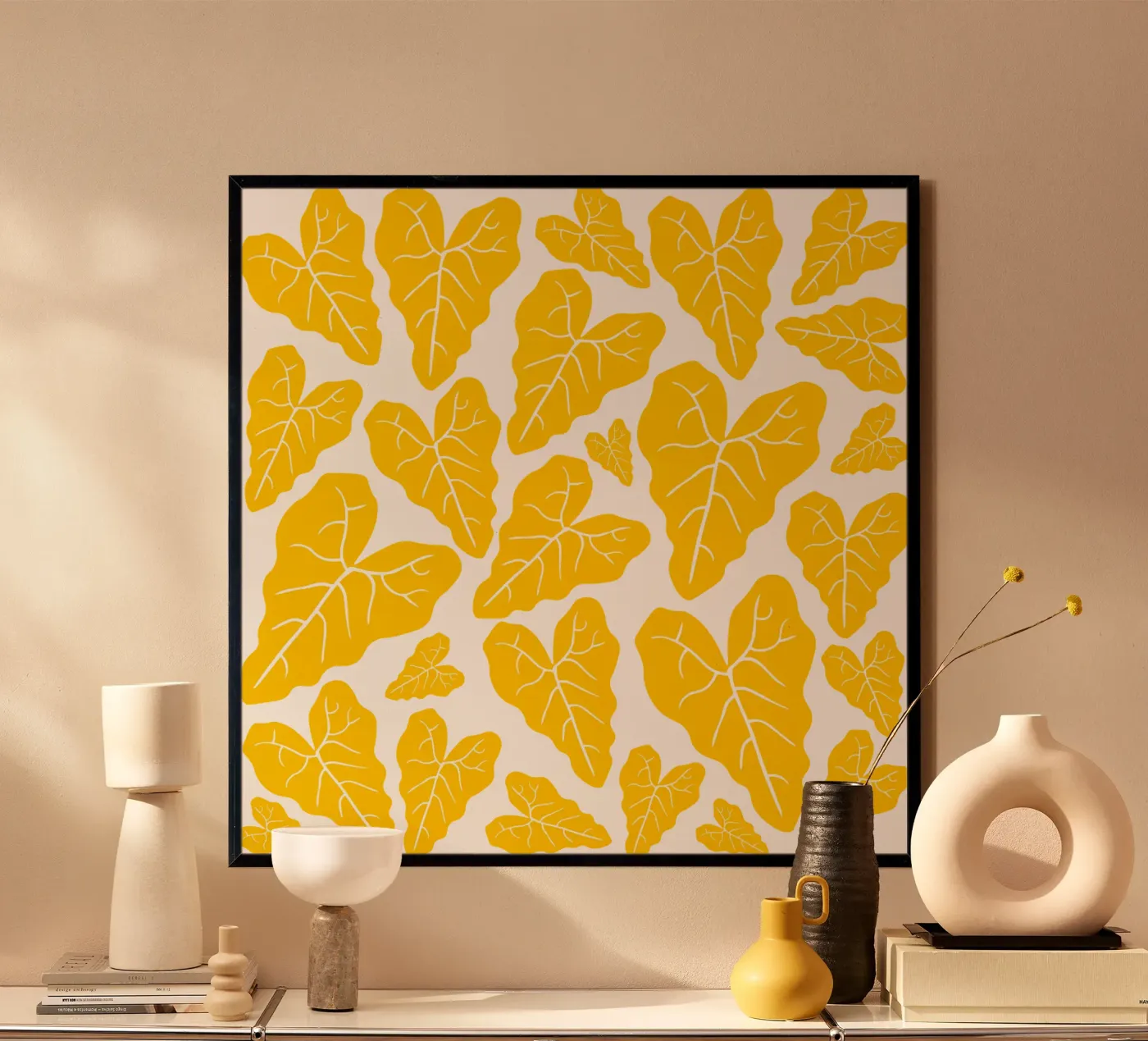Yellow leaves pattern poster da baobabprintstore