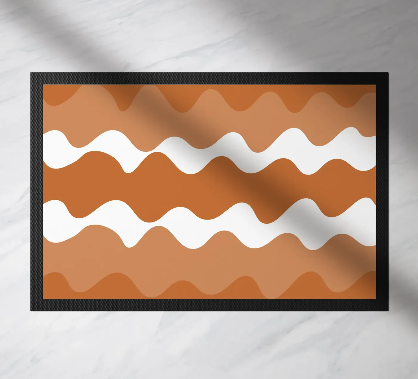 Brown horizontal wavy gradient doormat by baobabprintstore