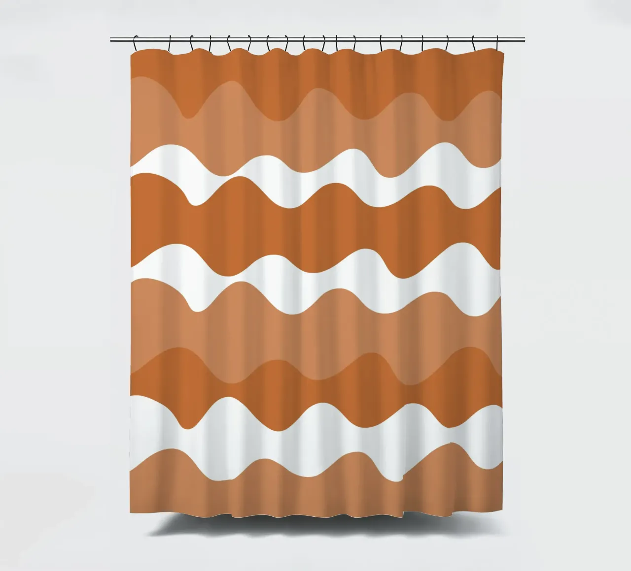 Brown horizontal wavy gradient tenda da doccia da baobabprintstore