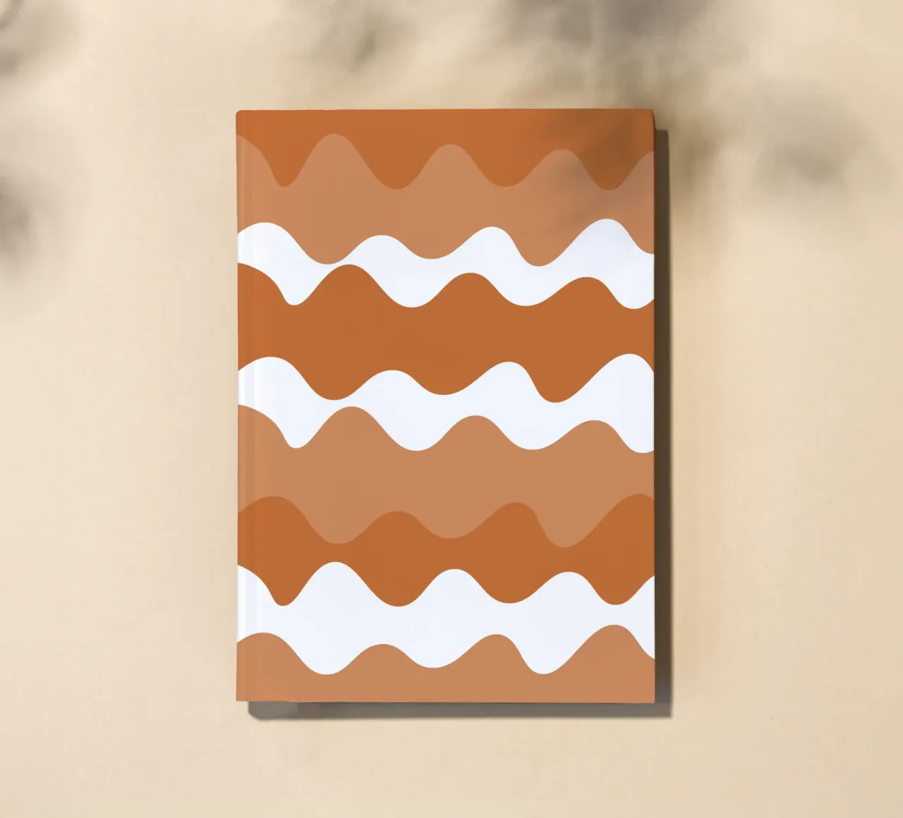 Brown horizontal wavy gradient notebook by baobabprintstore