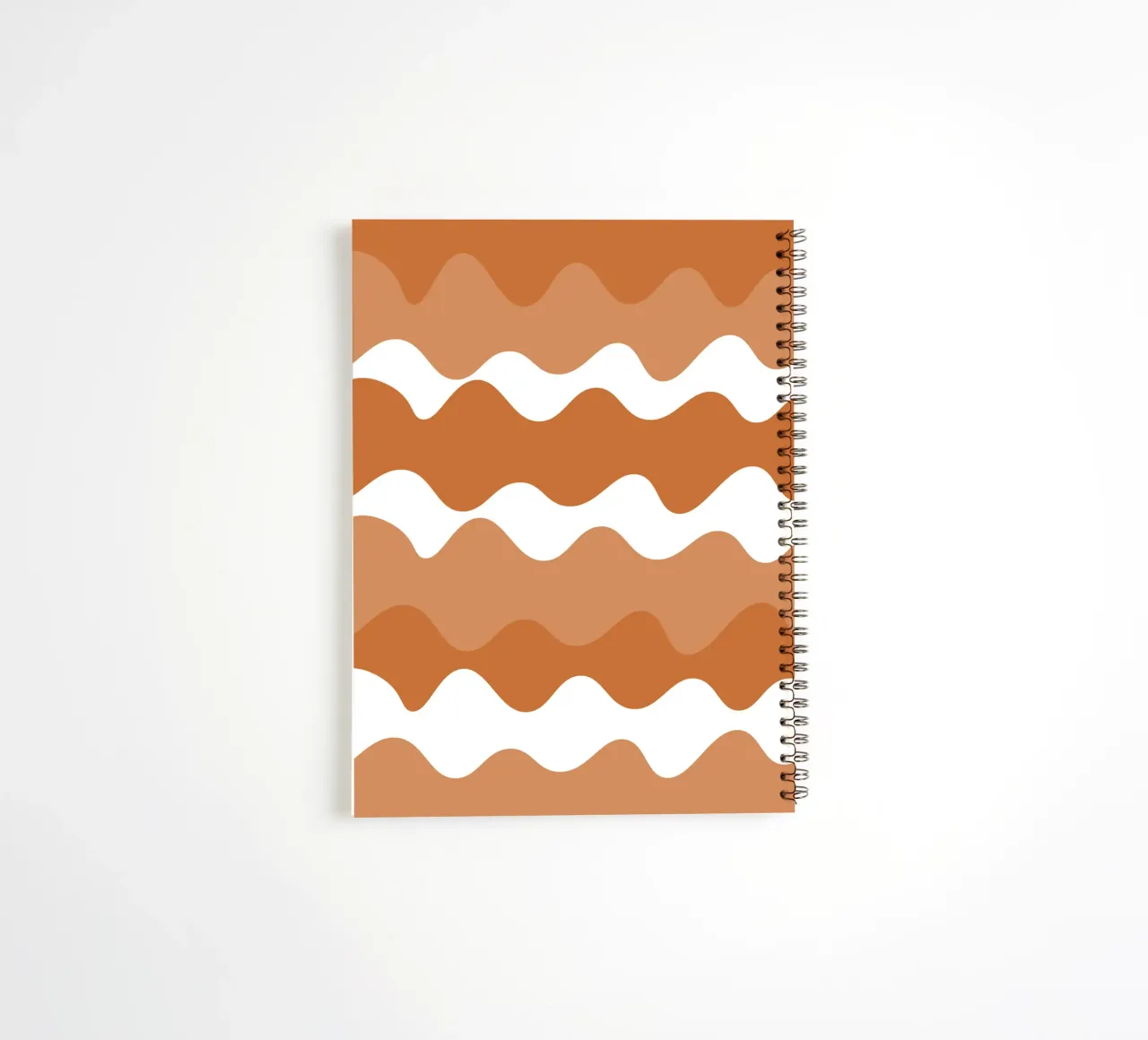 Brown horizontal wavy gradient spiral notebook by baobabprintstore