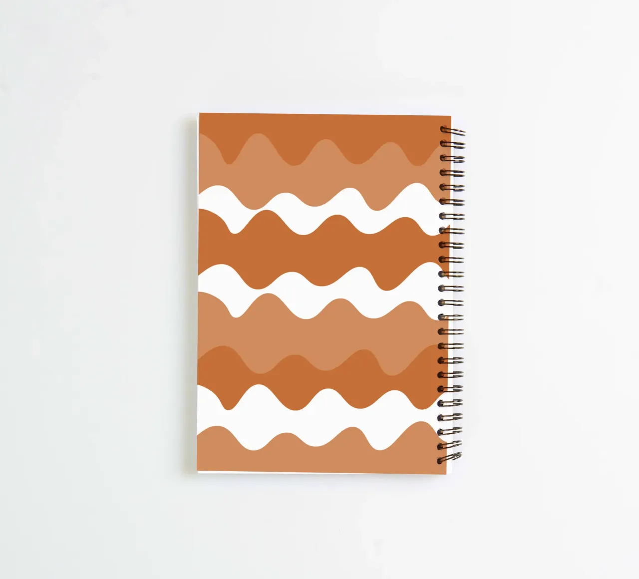 Brown horizontal wavy gradient spiral notebook by baobabprintstore