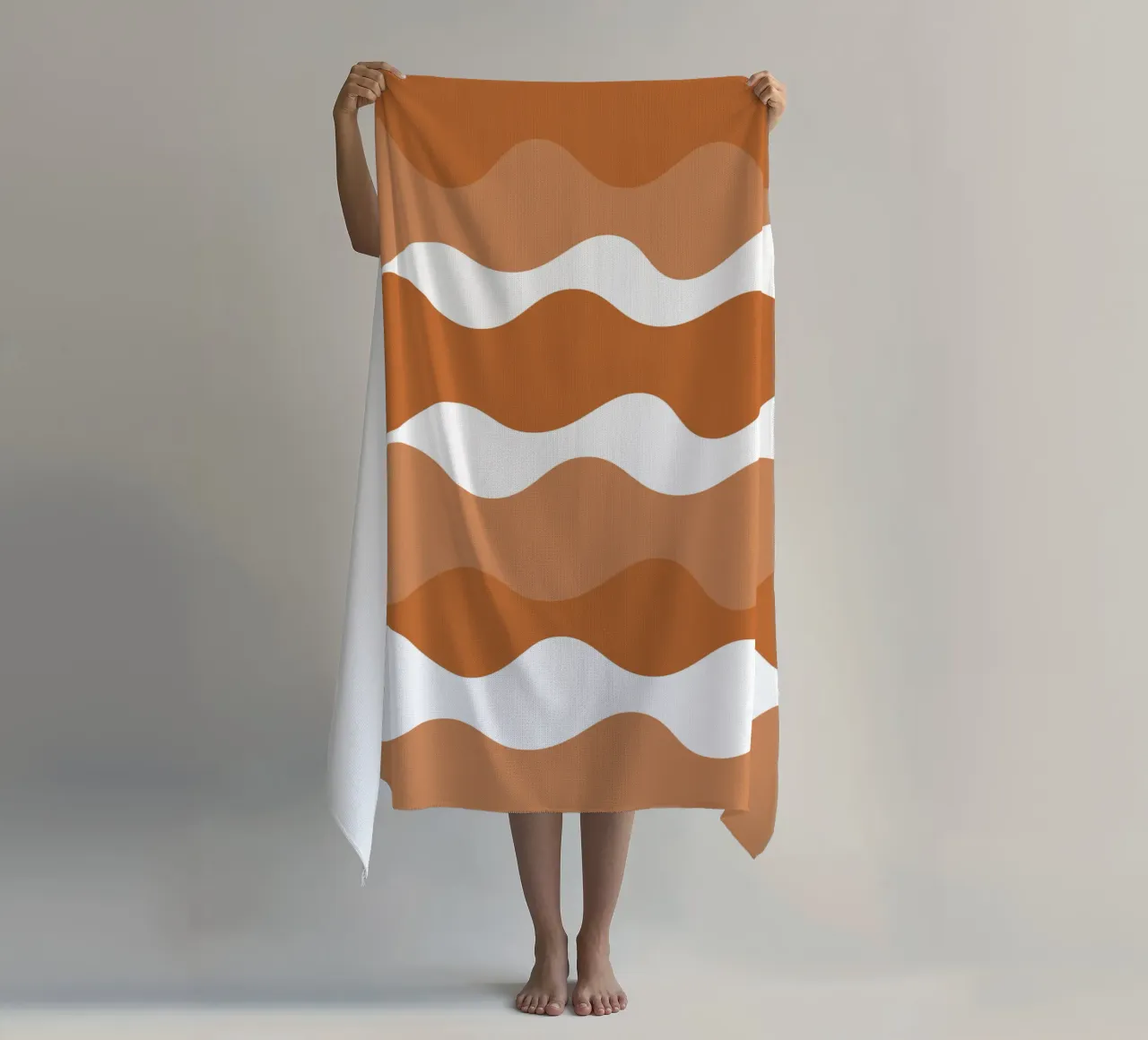 Brown horizontal wavy gradient telo mare da baobabprintstore