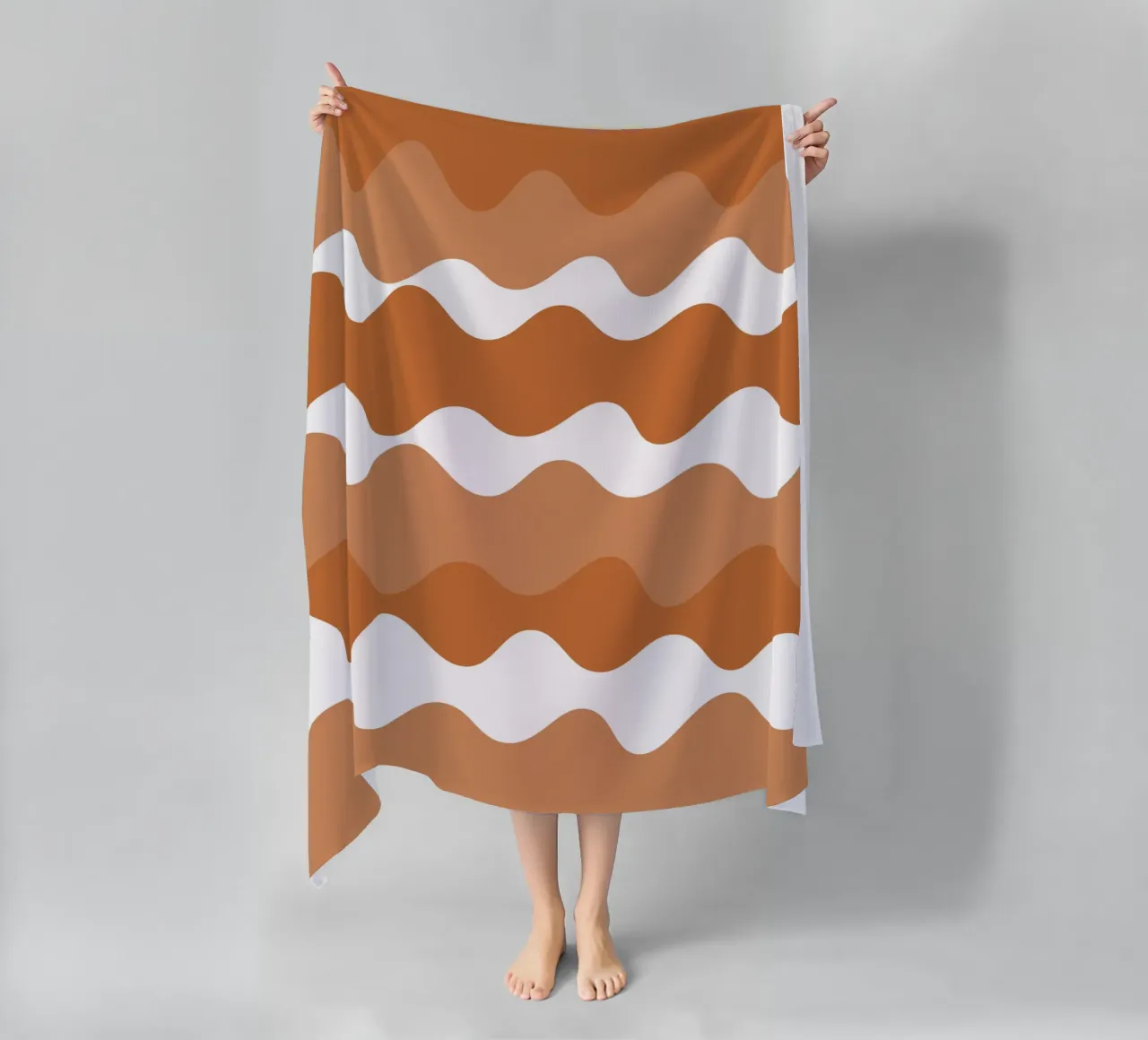 Brown horizontal wavy gradient telo mare da baobabprintstore