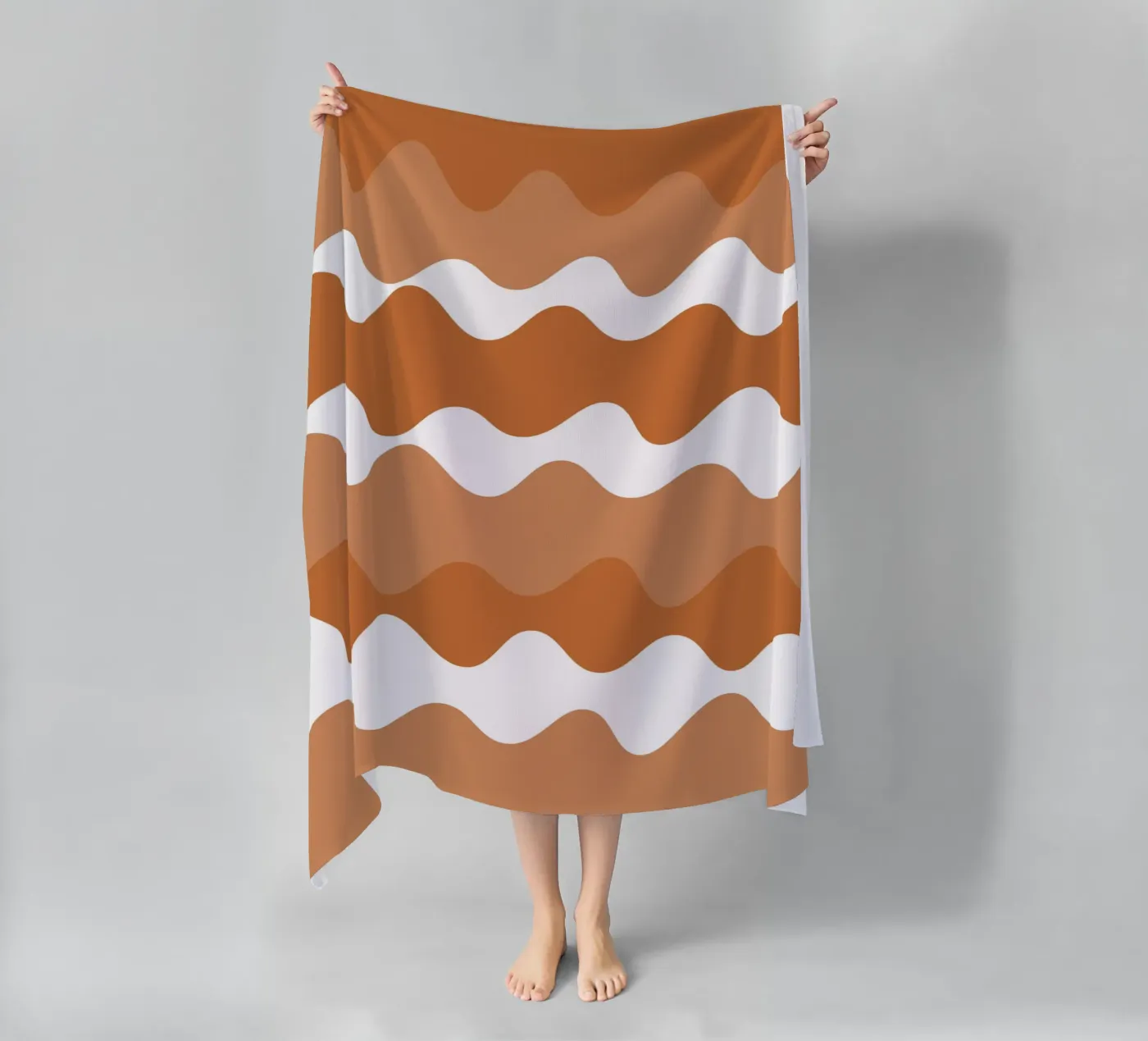 Brown horizontal wavy gradient strandhanddoek van baobabprintstore
