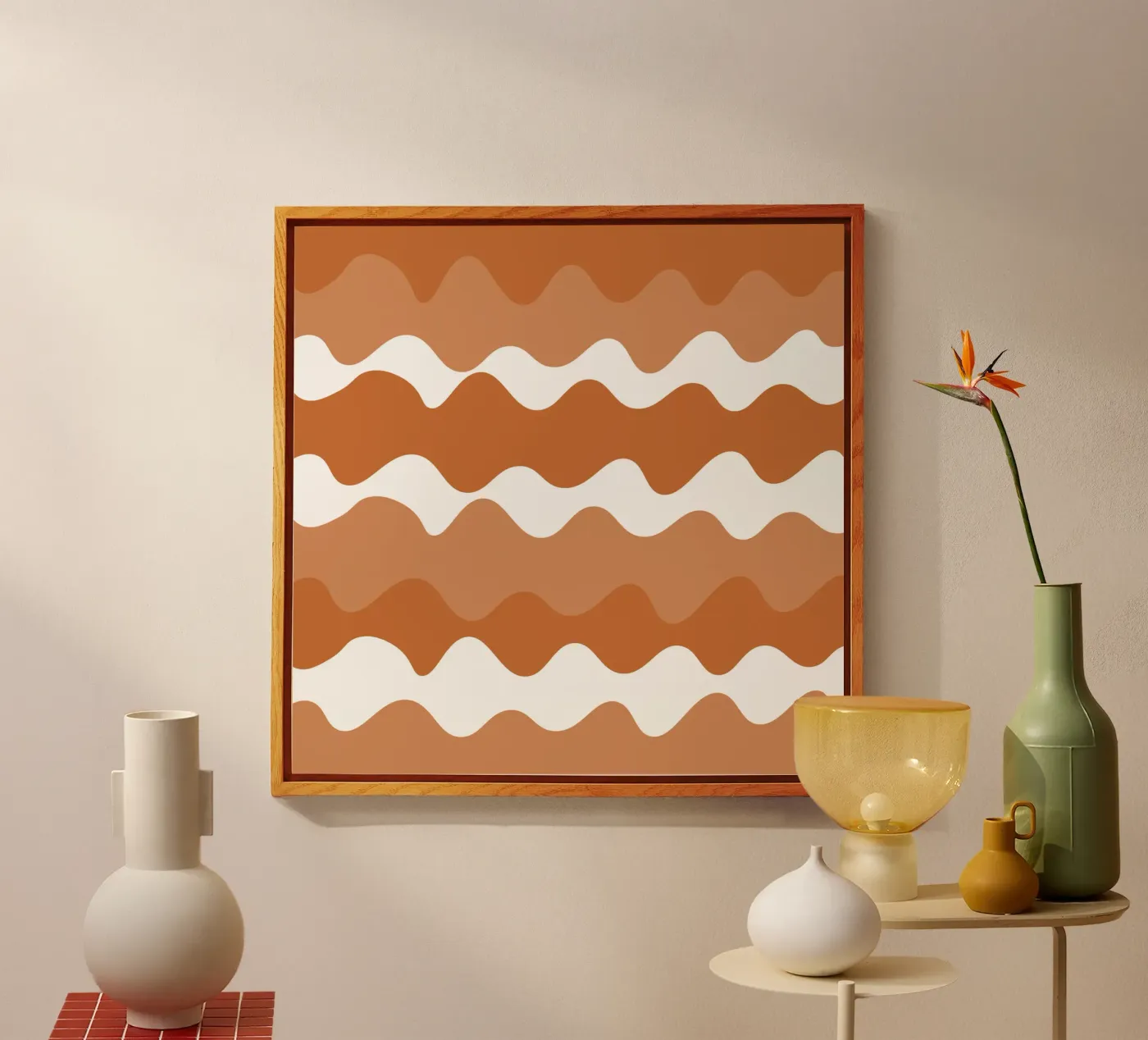 Brown horizontal wavy gradient acrylic glass by baobabprintstore