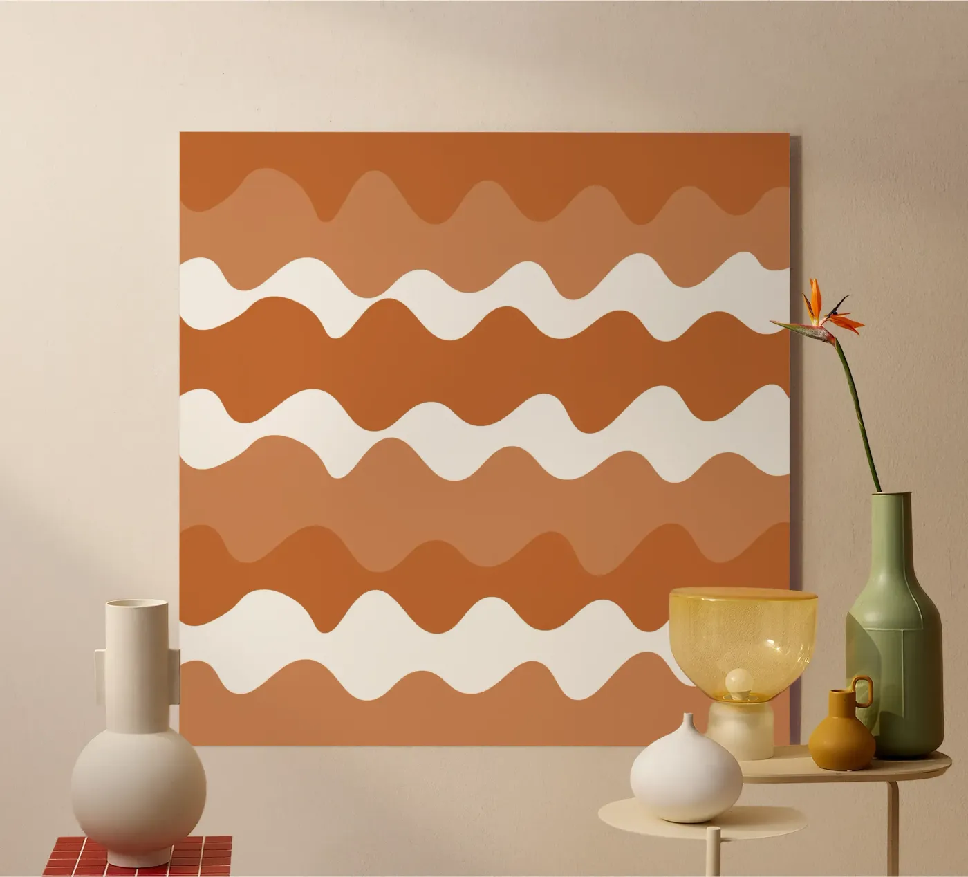 Brown horizontal wavy gradient acrylic glass by baobabprintstore