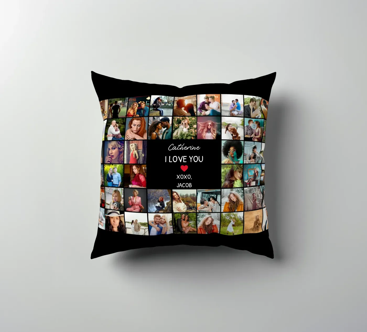 Personalisierte Ich liebe dich Valentine benutzerdefinierte 48 Foto-Collage Kissen von Personalized Art
