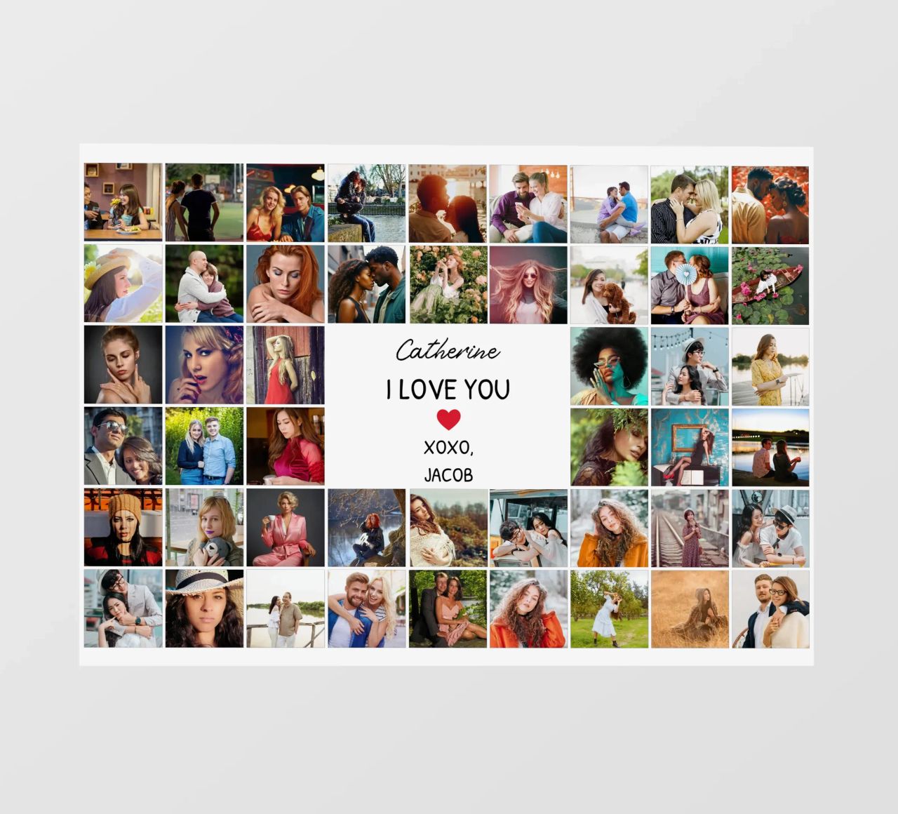 Collage photo 48 personnalisé I Love You Valentine bâche pvc de Personalized Art