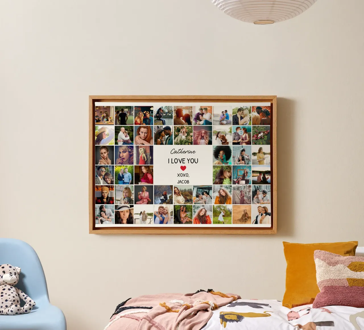Collage di foto personalizzate I Love You Valentine 48 tela con Cornice a cassetta da Personalized Art