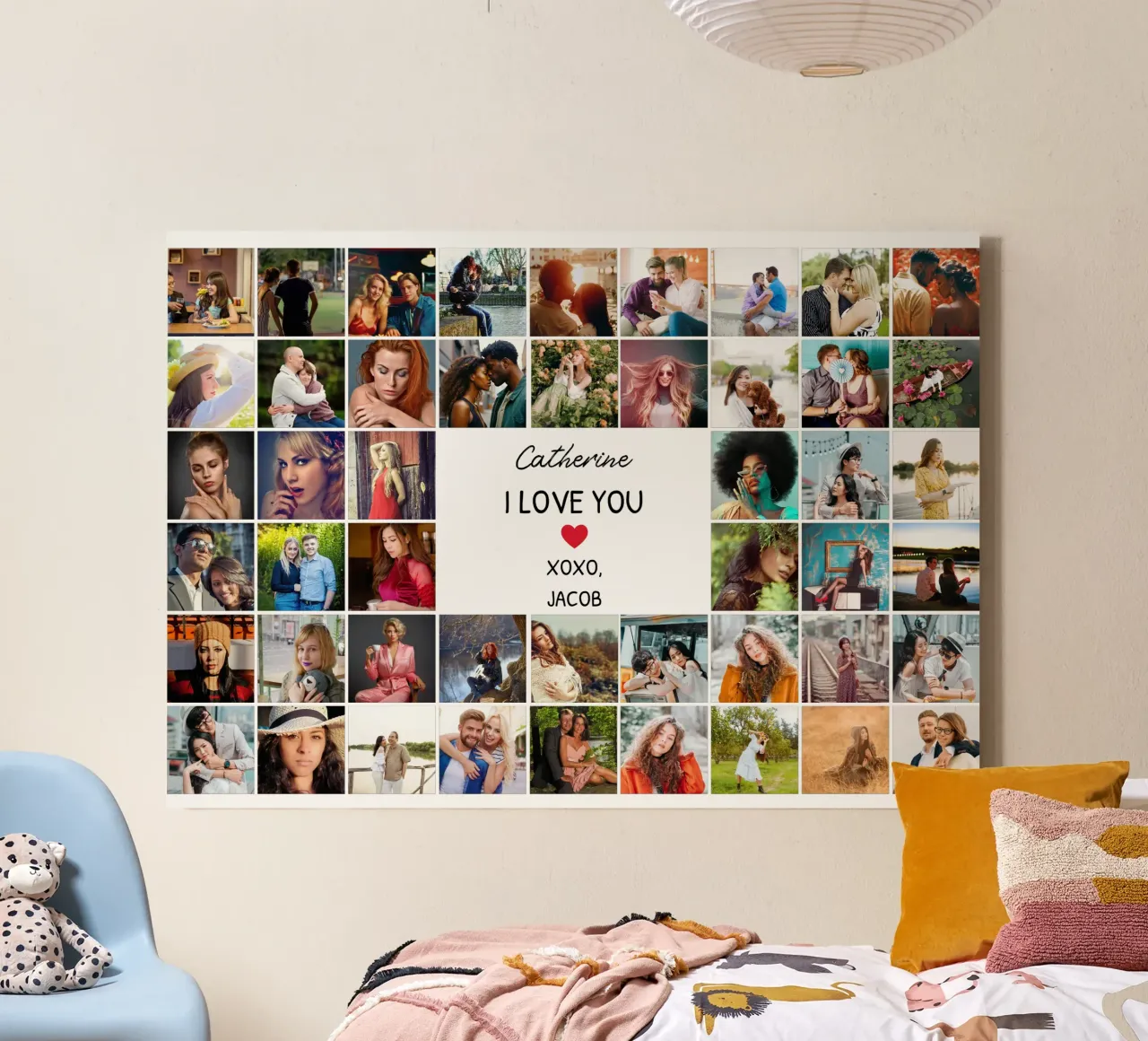 Collage di foto personalizzate I Love You Valentine 48 tela con Cornice a cassetta da Personalized Art