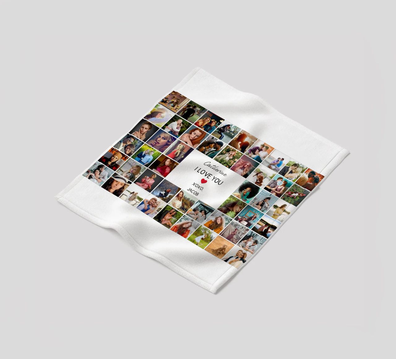 Gepersonaliseerde ik hou van je Valentijn fotocollage op maat 48 fleecedeken van Personalized Art
