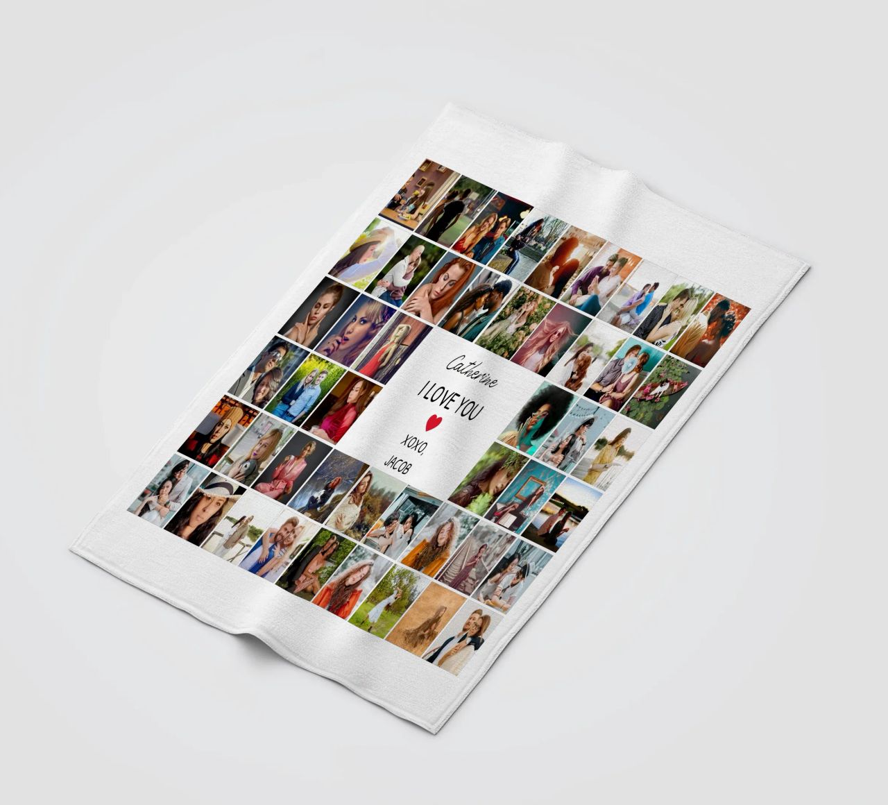 Gepersonaliseerde ik hou van je Valentijn fotocollage op maat 48 fleecedeken van Personalized Art
