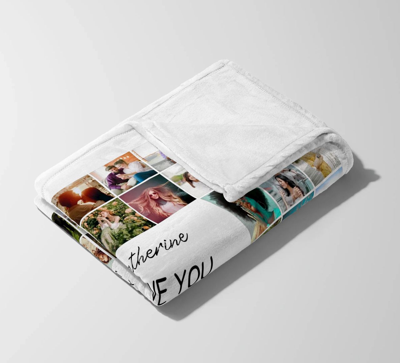 Gepersonaliseerde ik hou van je Valentijn fotocollage op maat 48 fleecedeken van Personalized Art