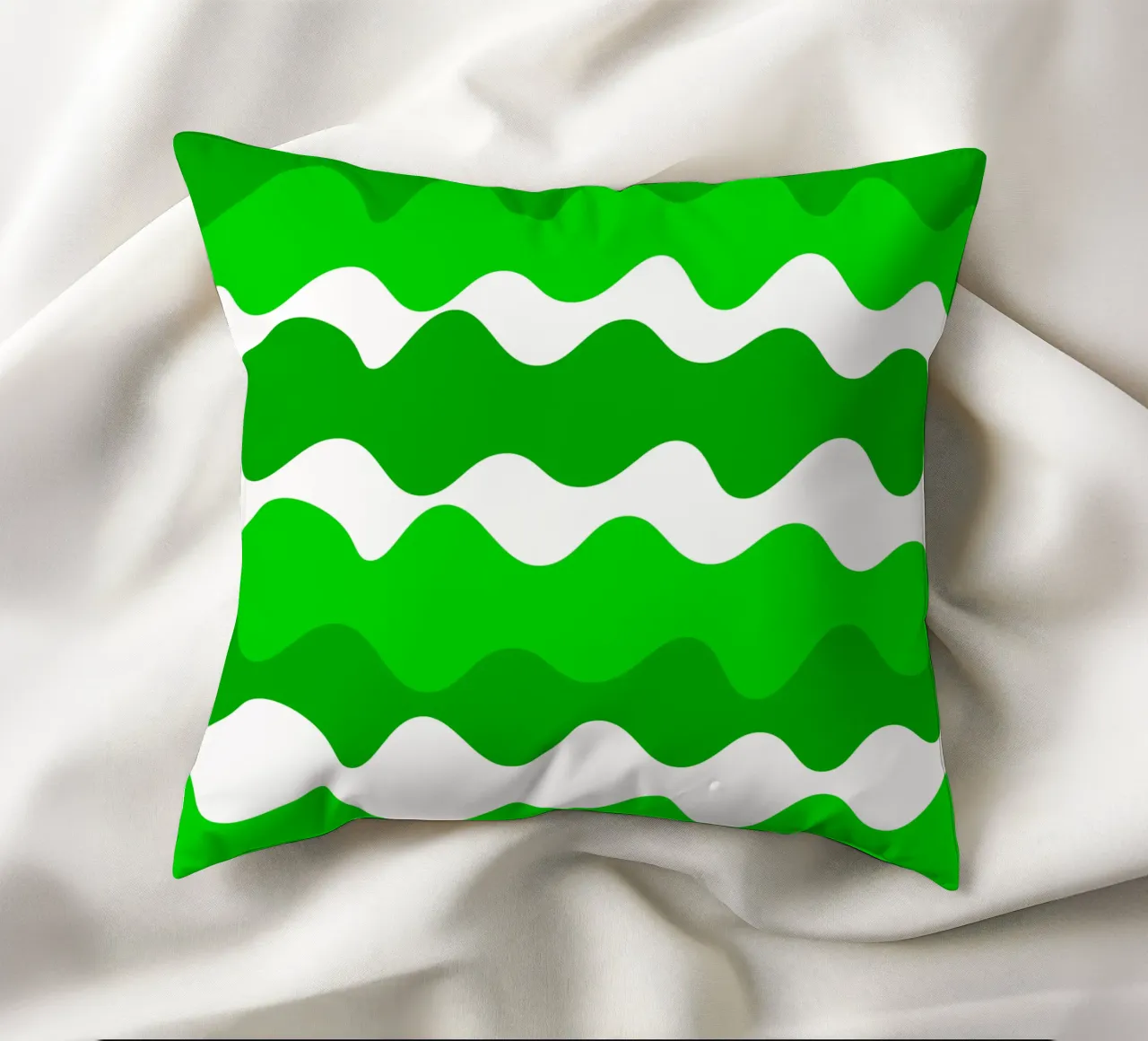 Green horizontal wavy gradient cuscino da baobabprintstore