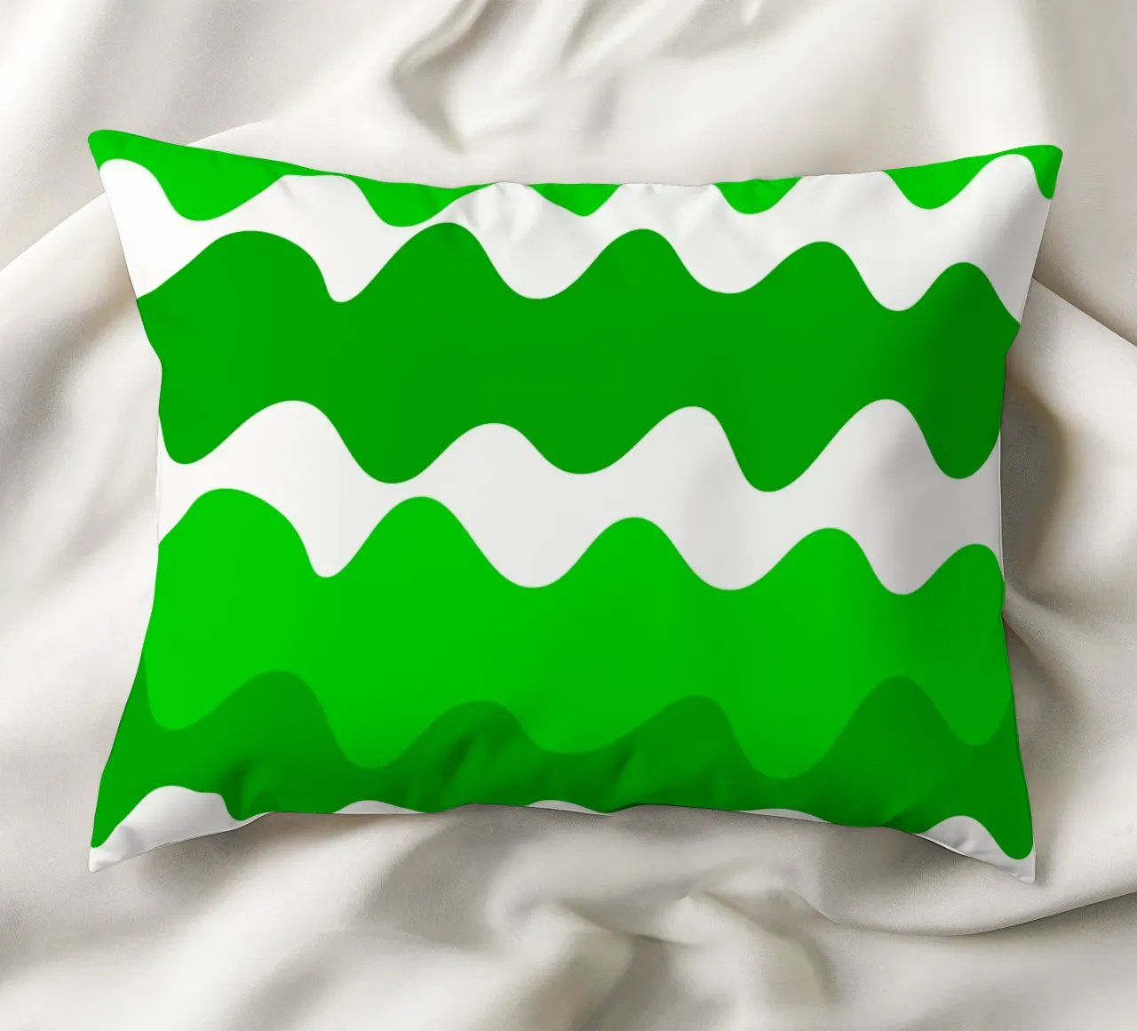 Green horizontal wavy gradient cuscino da baobabprintstore