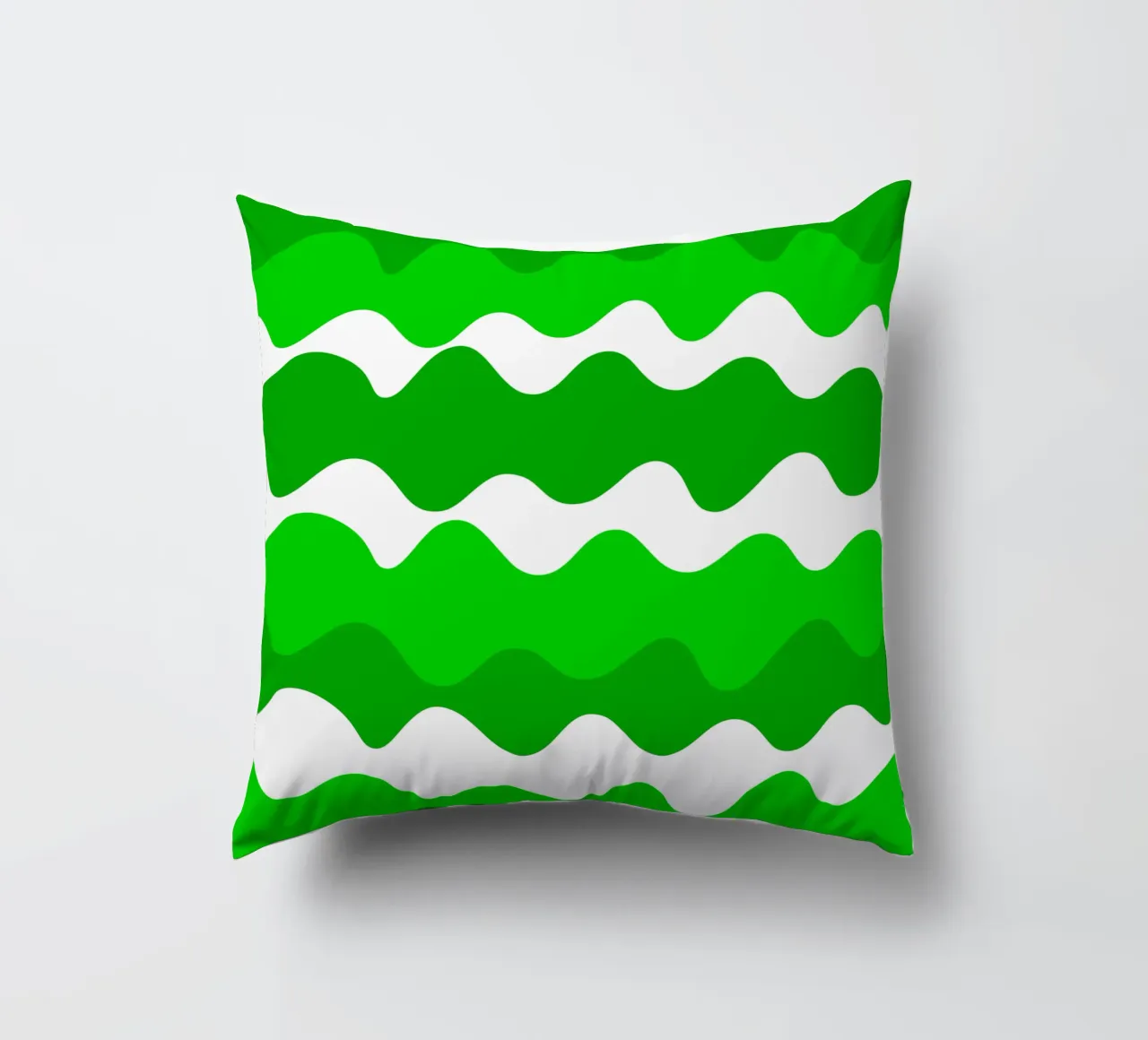 Green horizontal wavy gradient cuscino da baobabprintstore