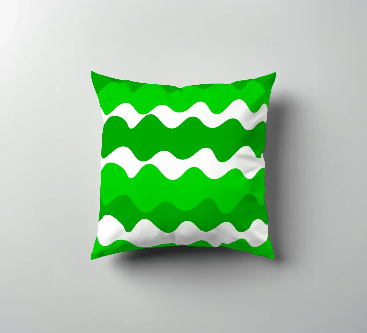 Green horizontal wavy gradient cuscino da baobabprintstore