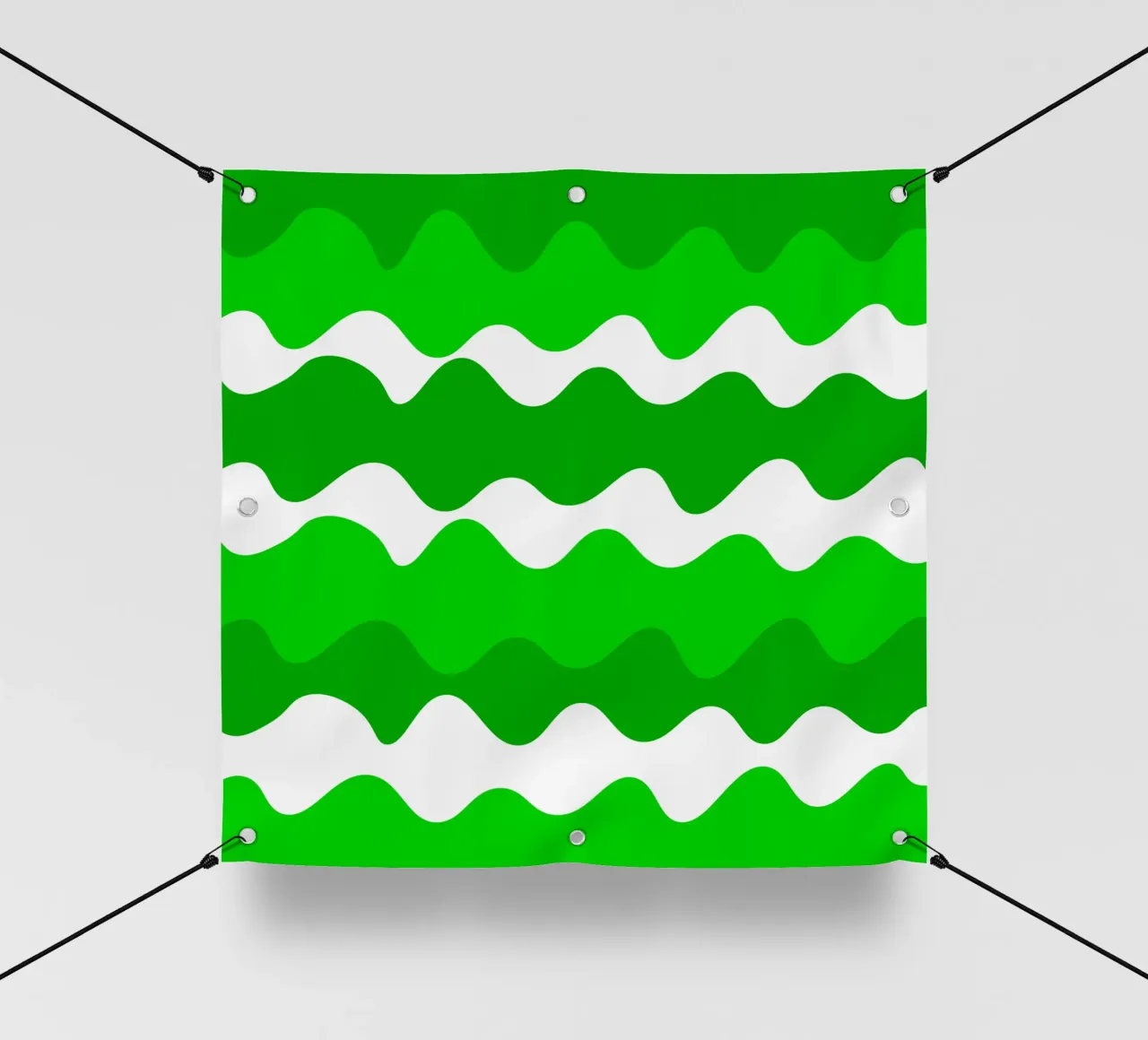 Green horizontal wavy gradient telo in pvc da baobabprintstore