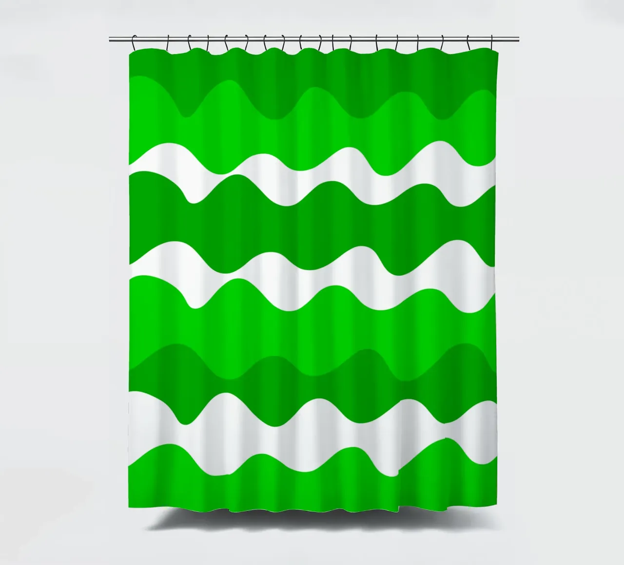 Green horizontal wavy gradient tenda da doccia da baobabprintstore
