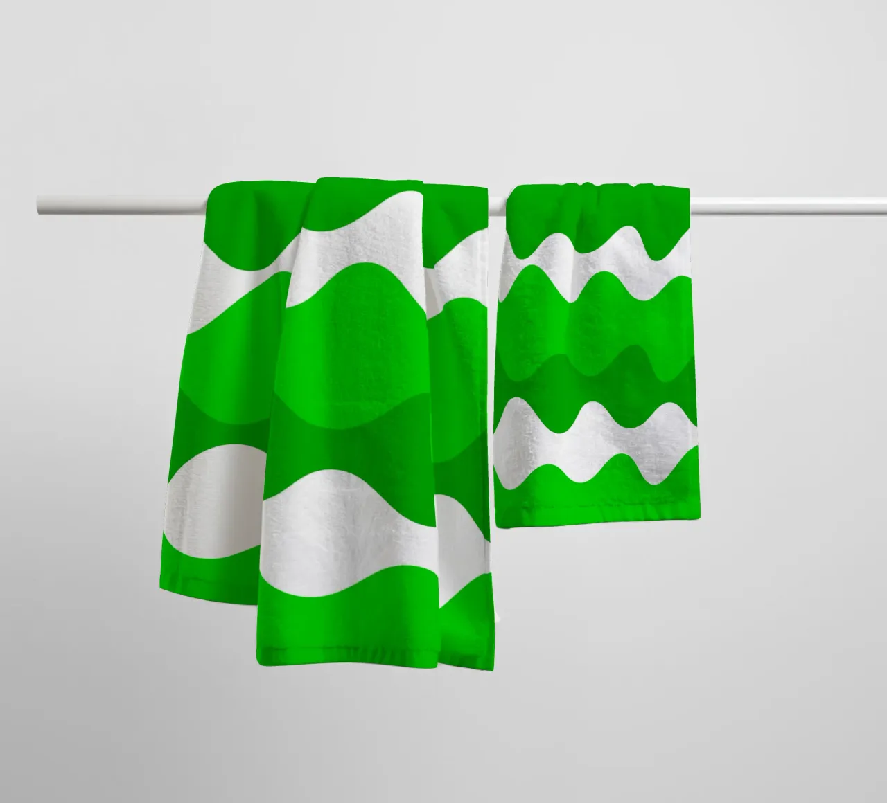 Green horizontal wavy gradient asciugamano da bagno da baobabprintstore