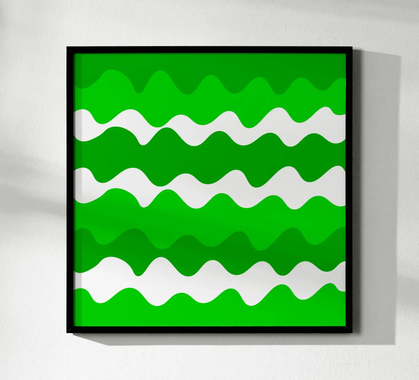 Green horizontal wavy gradient poster van baobabprintstore