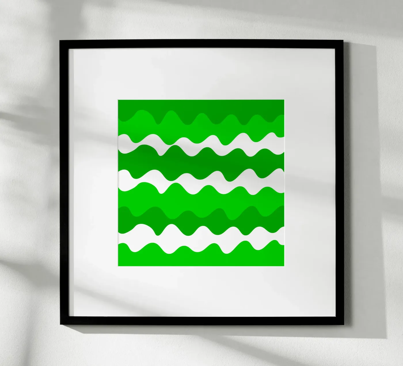 Green horizontal wavy gradient poster van baobabprintstore