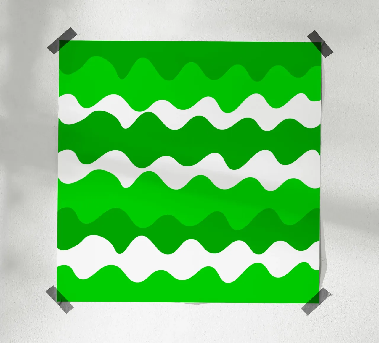 Green horizontal wavy gradient poster da baobabprintstore
