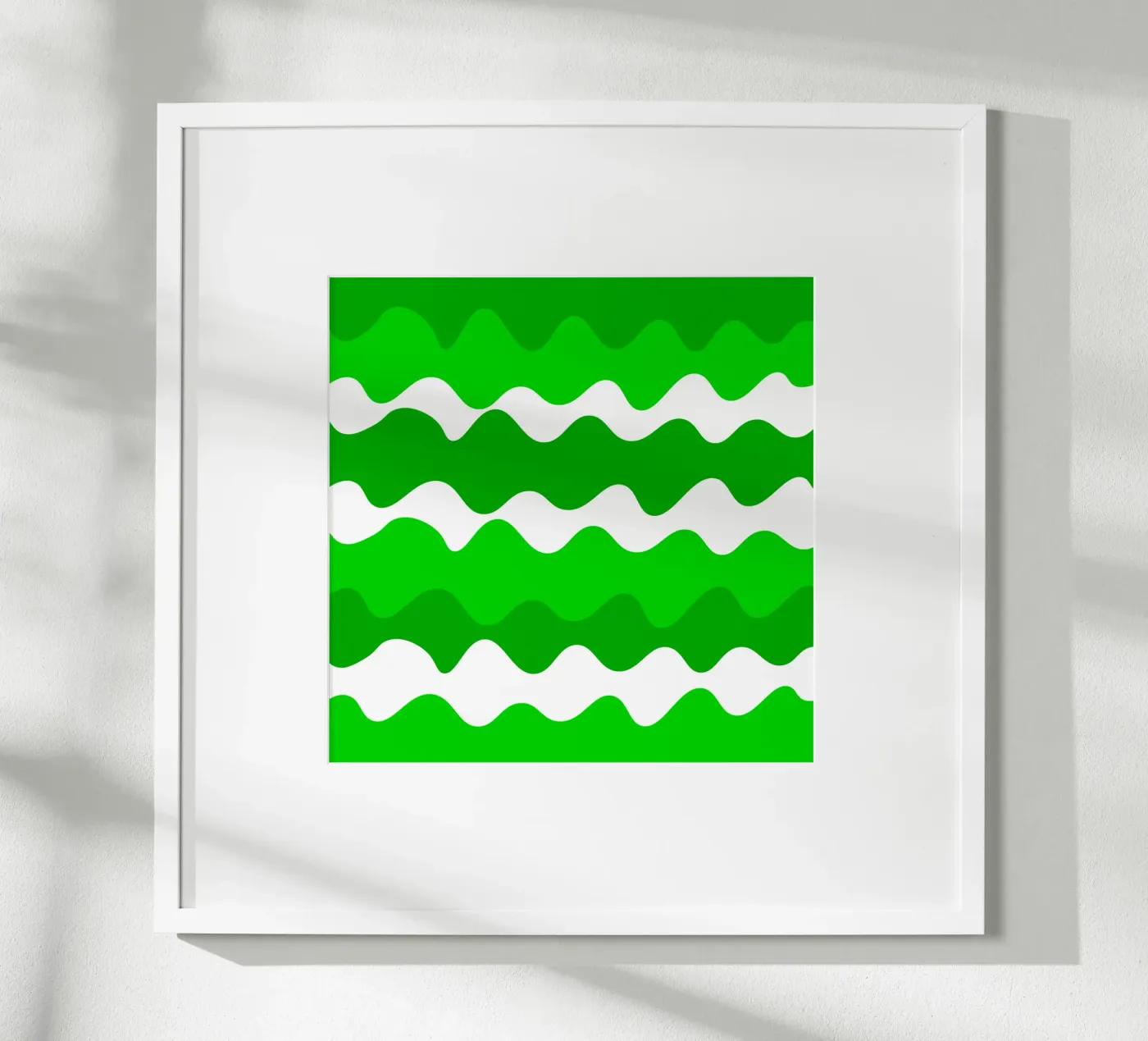 Green horizontal wavy gradient poster van baobabprintstore