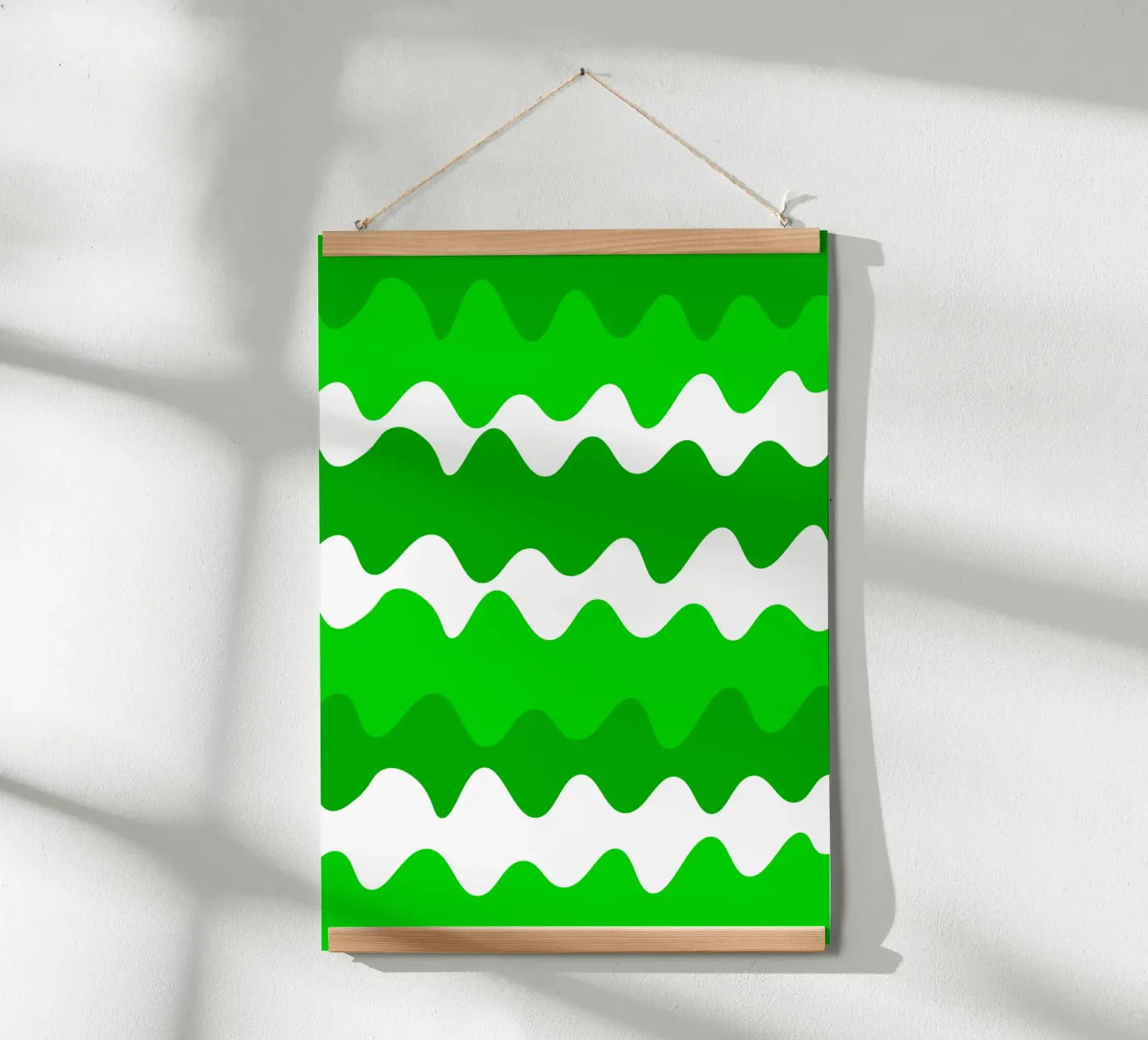 Green horizontal wavy gradient poster van baobabprintstore