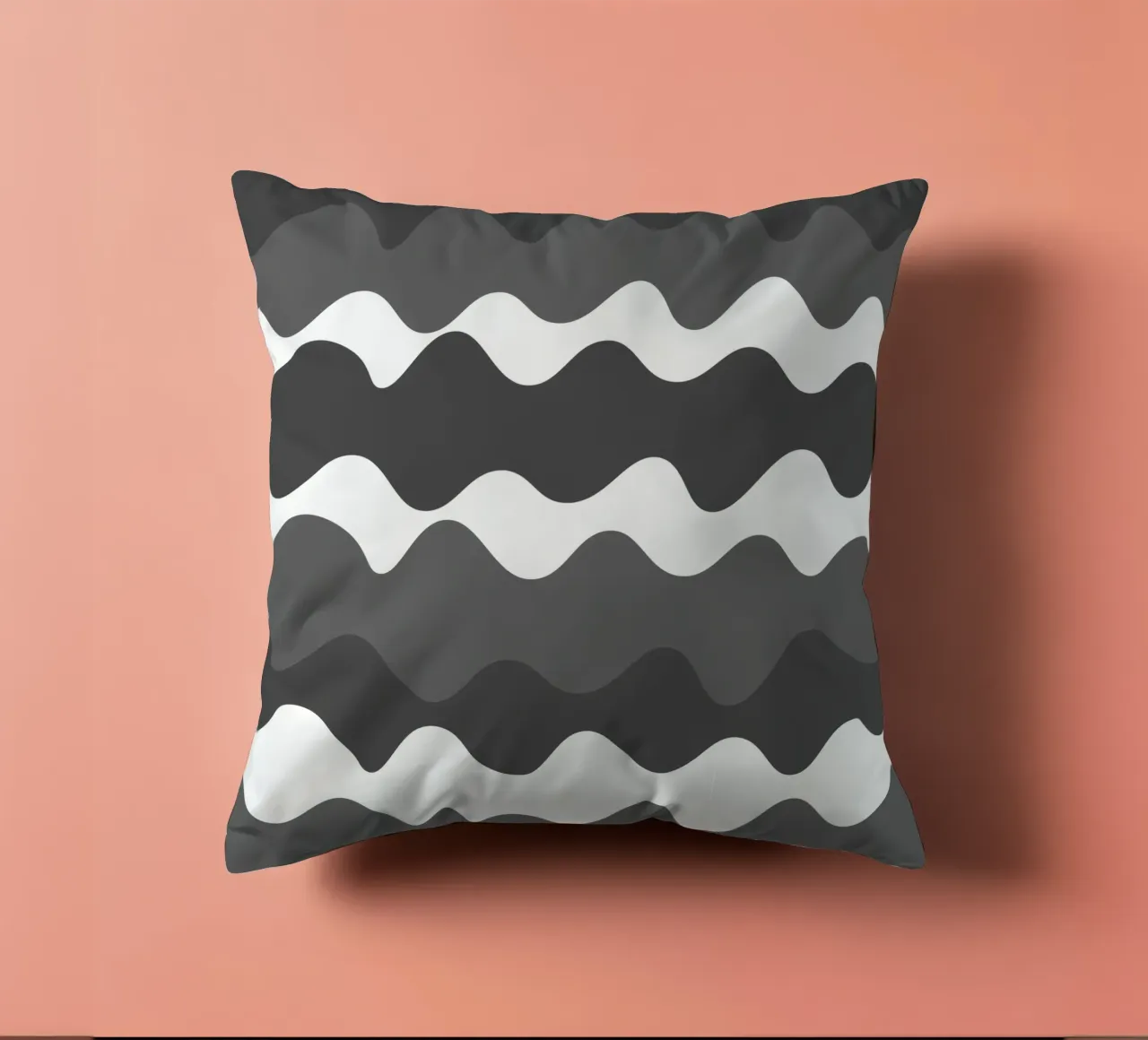 Grey horizontal wavy gradient cuscino da baobabprintstore