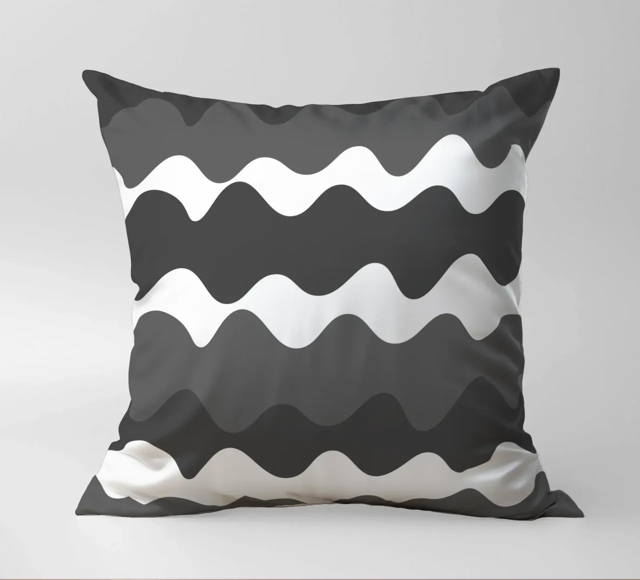 Grey horizontal wavy gradient cuscino da baobabprintstore