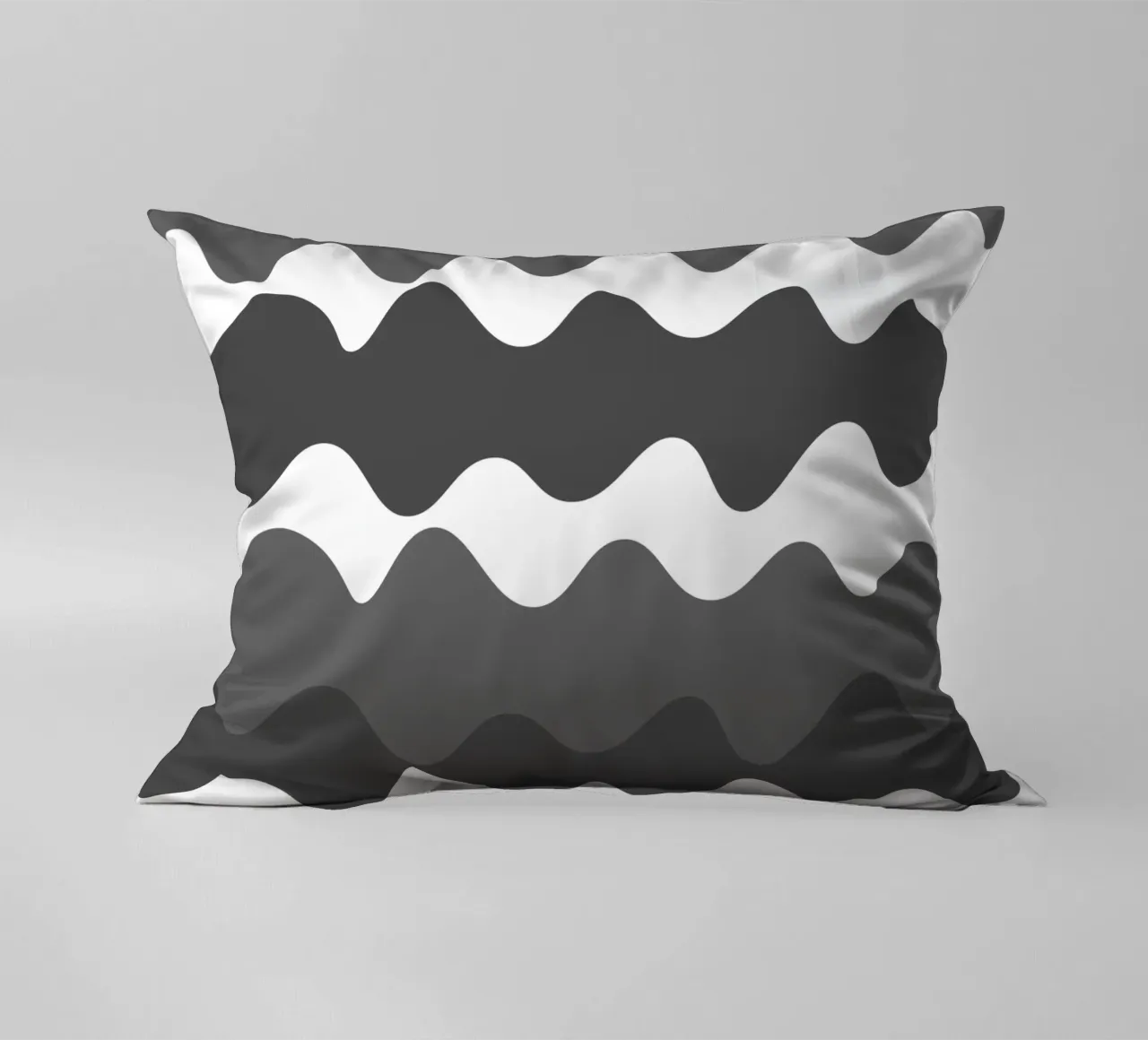Grey horizontal wavy gradient cuscino da baobabprintstore