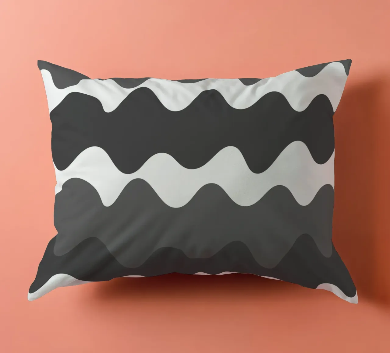 Grey horizontal wavy gradient cuscino da baobabprintstore