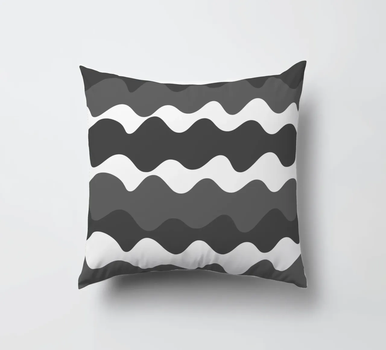 Grey horizontal wavy gradient cuscino da baobabprintstore