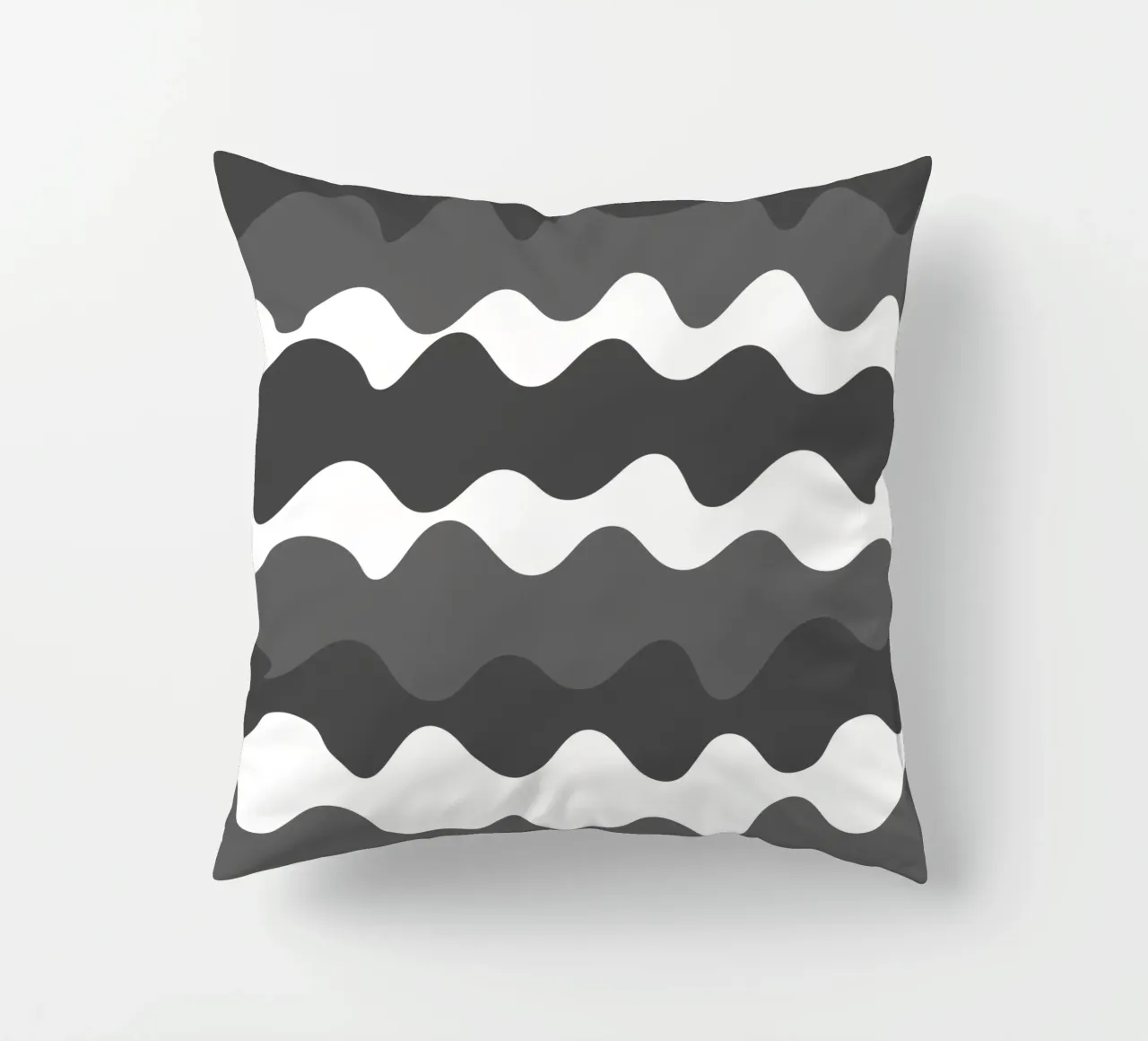 Grey horizontal wavy gradient cuscino da baobabprintstore