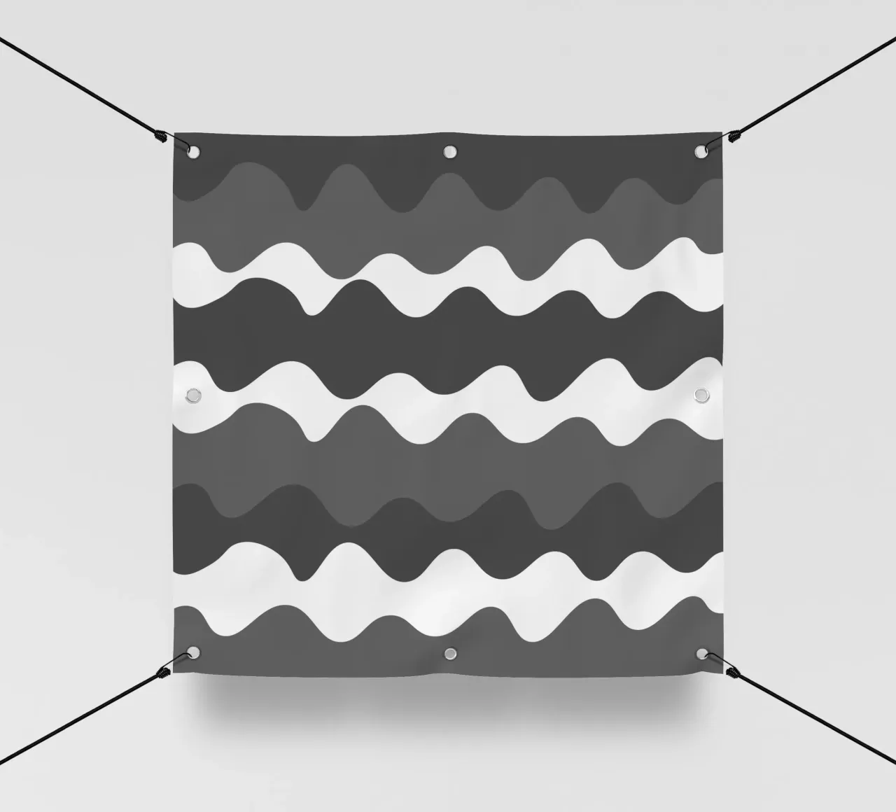 Grey horizontal wavy gradient telo in pvc da baobabprintstore