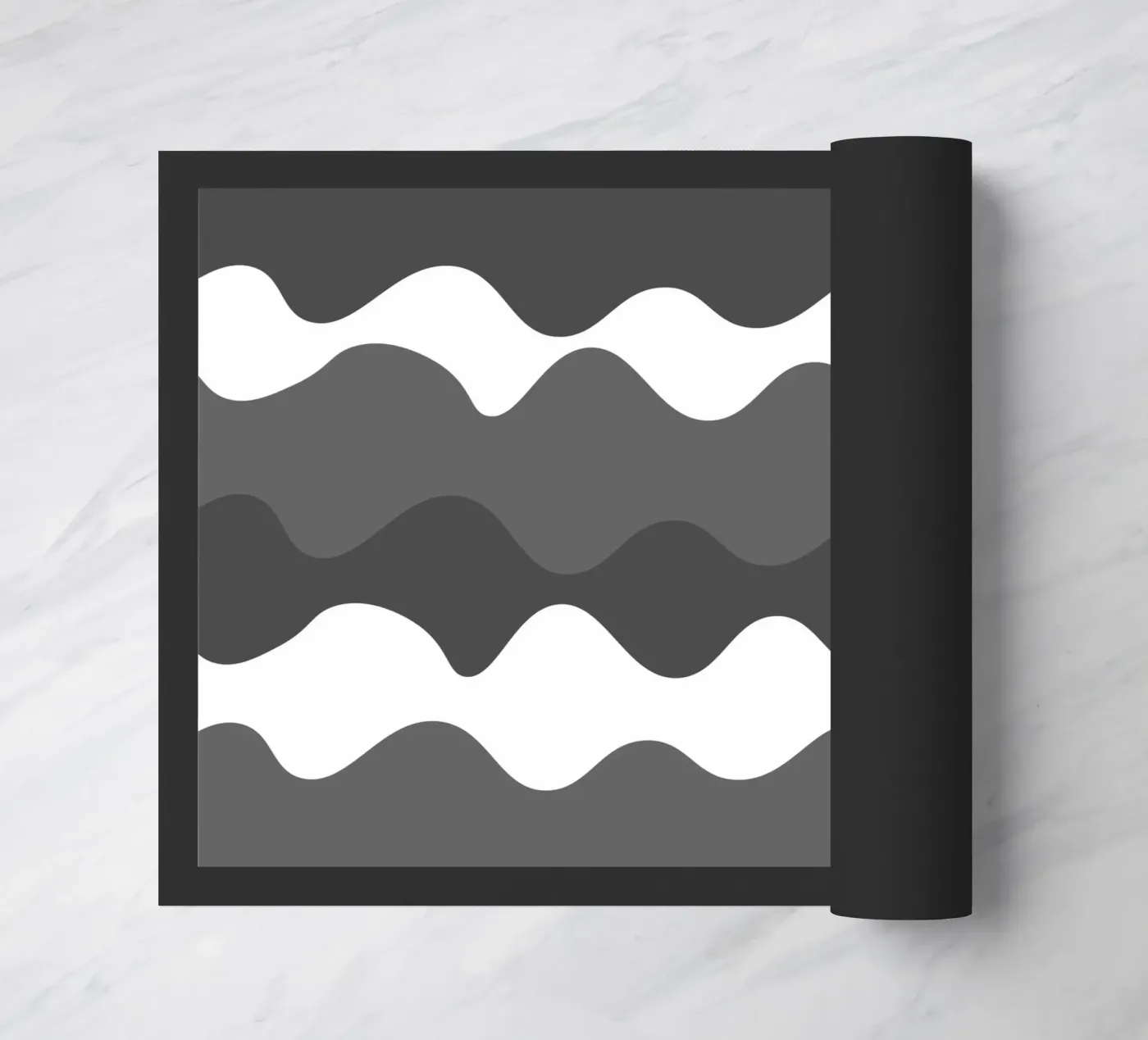 Grey horizontal wavy gradient doormat by baobabprintstore