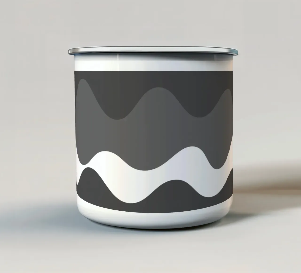 Grey horizontal wavy gradient tazza in smalto da baobabprintstore