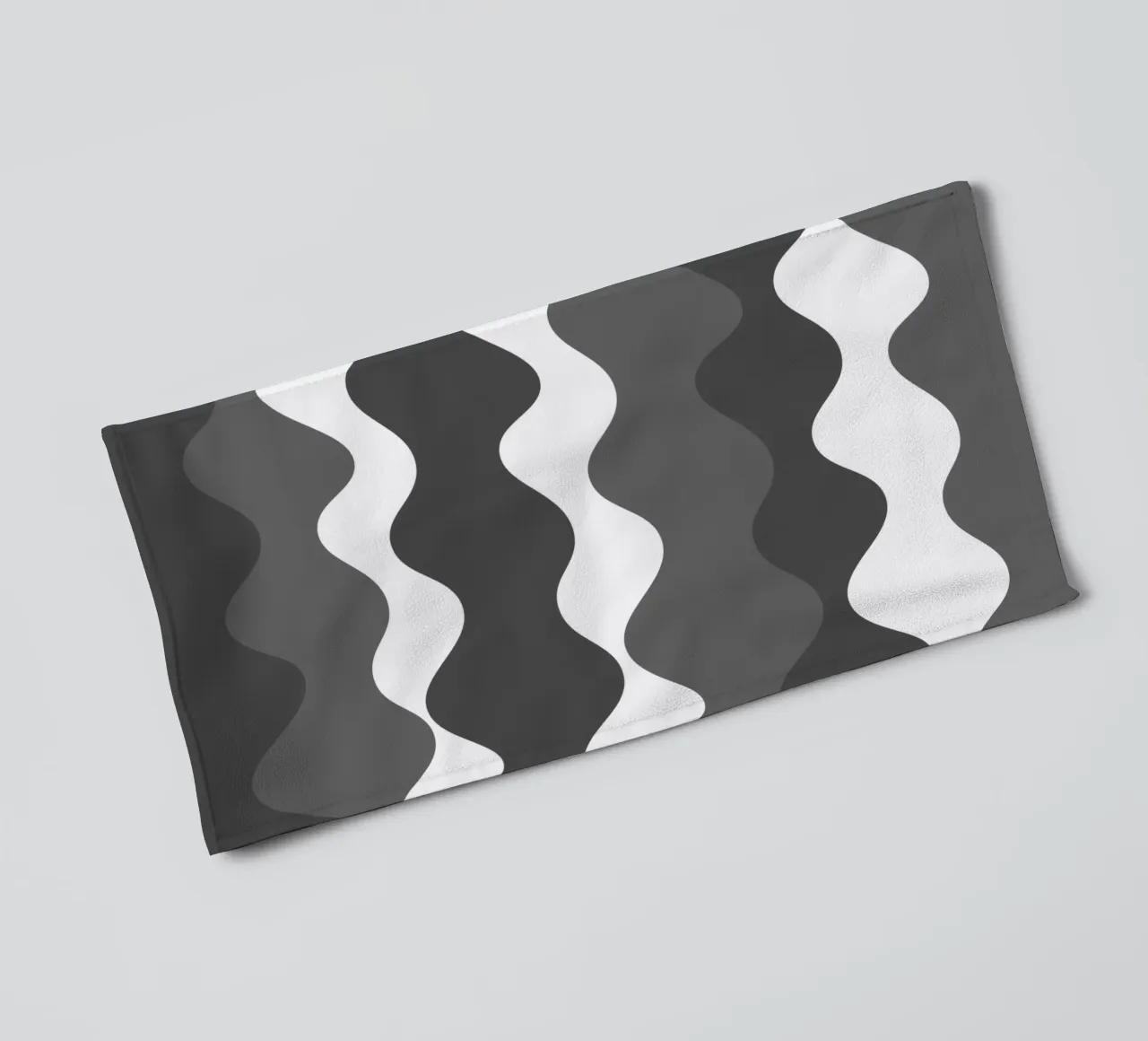 Grey horizontal wavy gradient towel by baobabprintstore